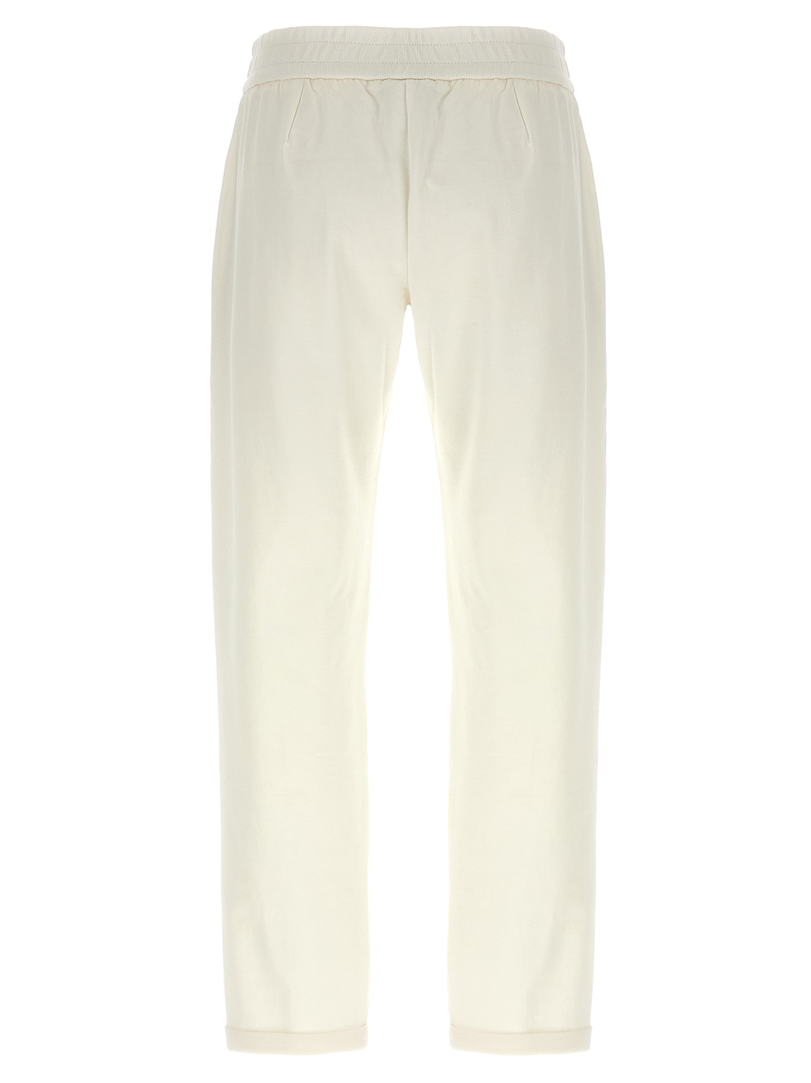 Experience unparalleled elegance with Brunello Cucinelli's White Cotton Joggers, crafted from luxurious brushed cotton for a sophisticated, tailored fit that transcends casual wear.