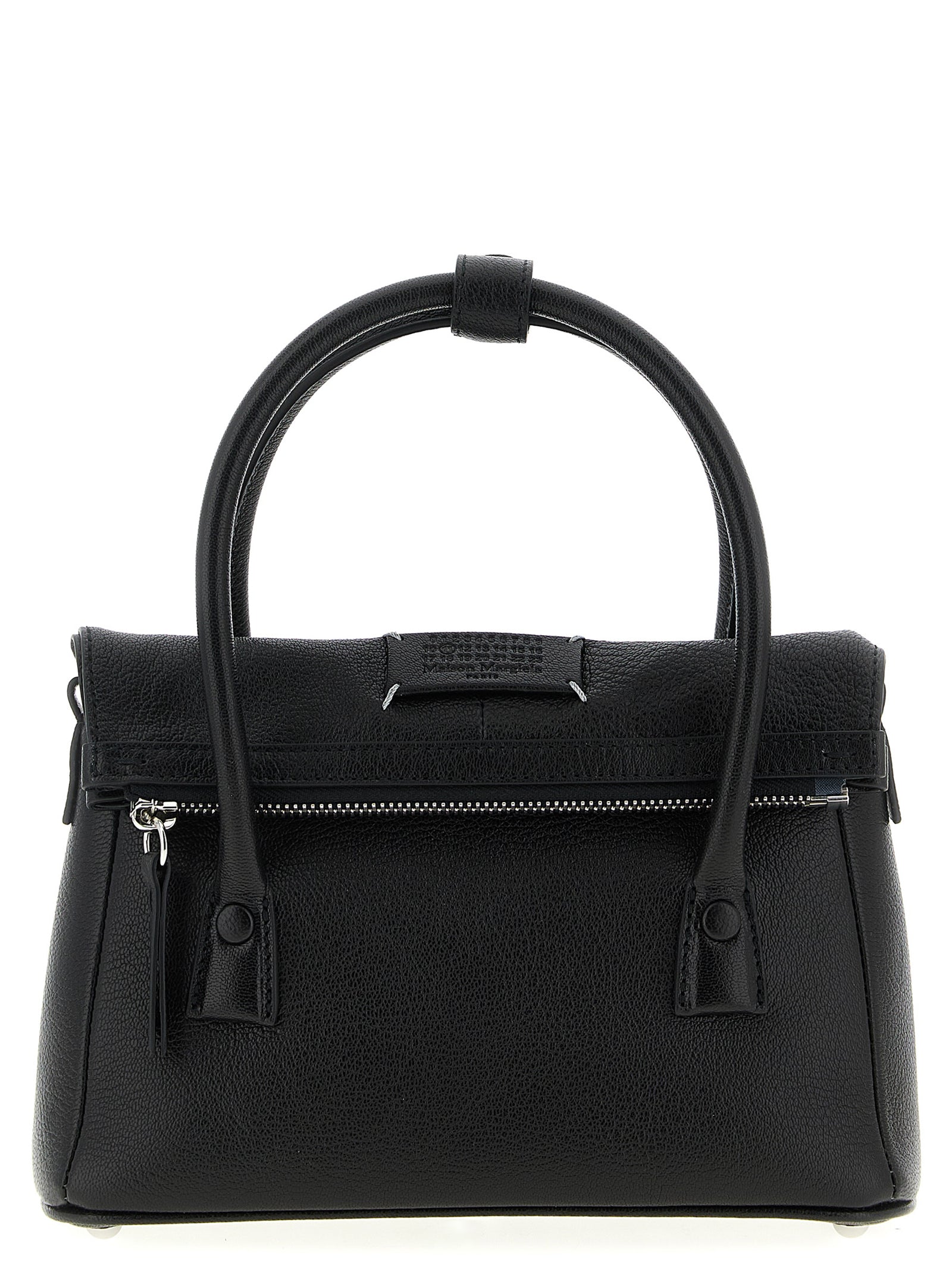 Discover the Maison Margiela Black Cashmere Handbag, an exquisite blend of sumptuous hammered leather and timeless elegance, perfect for the discerning connoisseur.