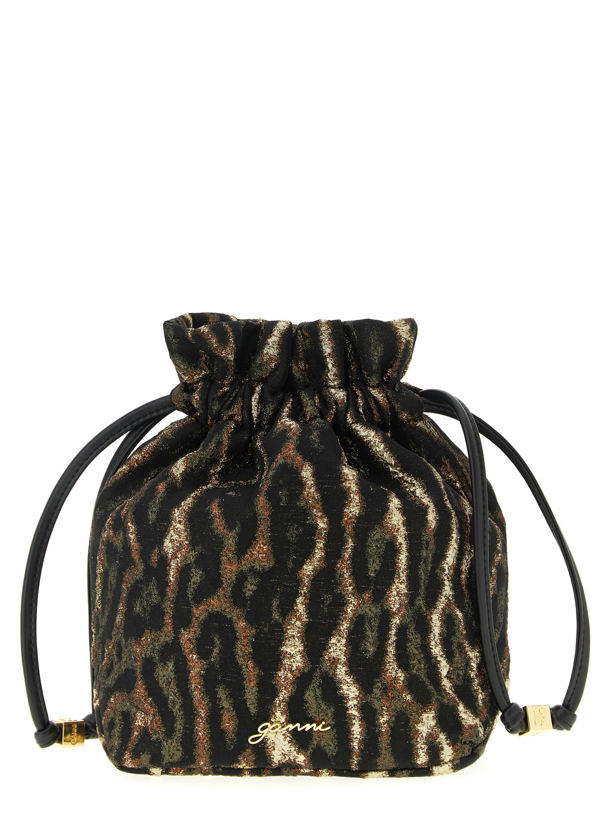Ganni Metallic Bou Bucket Clutch Bag - Luxe Animal Print