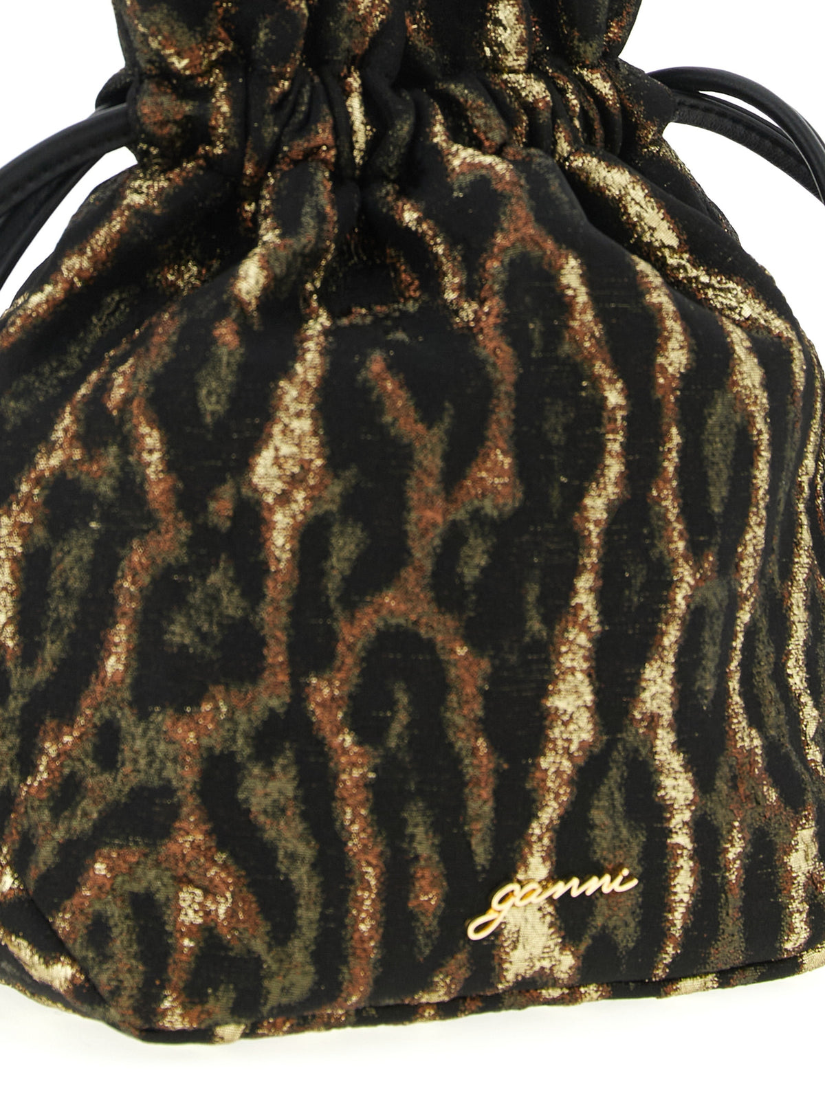 Ganni Metallic Bou Bucket Clutch Bag - Luxe Animal Print