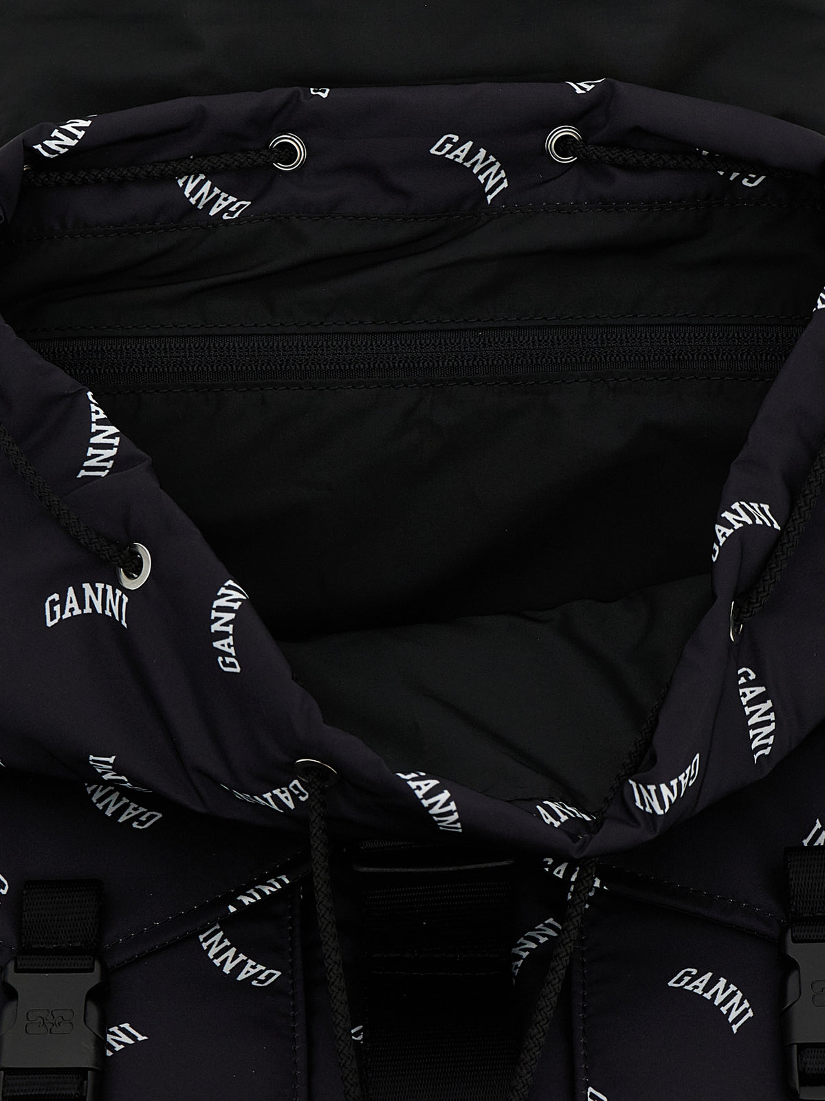 Ganni Black Polyester Backpack - Elevate Your Everyday Elegance