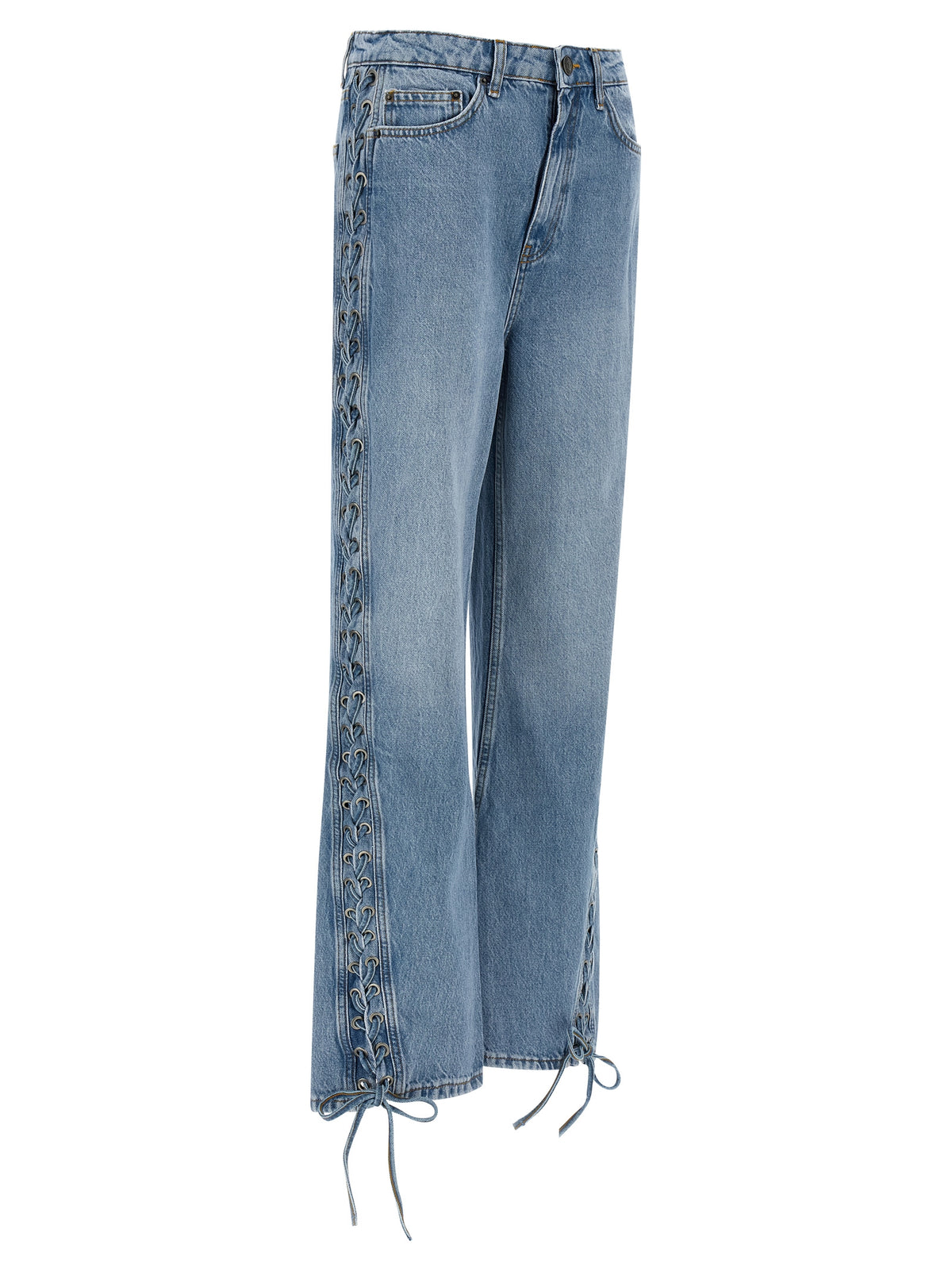 ROTATE BIRGER CHRISTENSEN Luxe Blue Cotton Straight-Leg Jeans