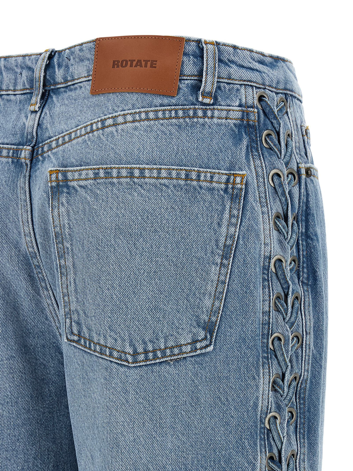 ROTATE BIRGER CHRISTENSEN Luxe Blue Cotton Straight-Leg Jeans