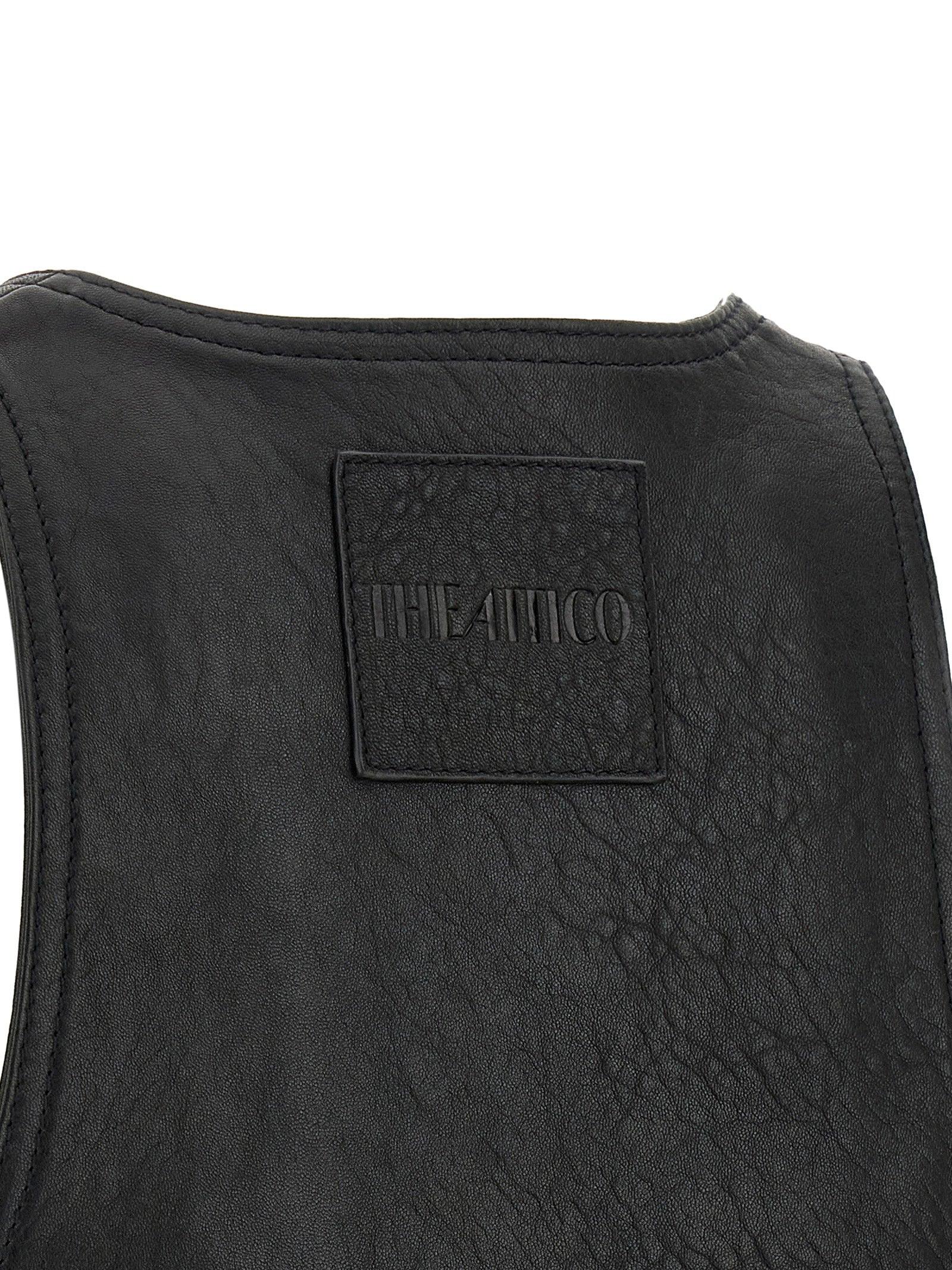 The Attico Black Lamb Leather Sleeveless Jacket