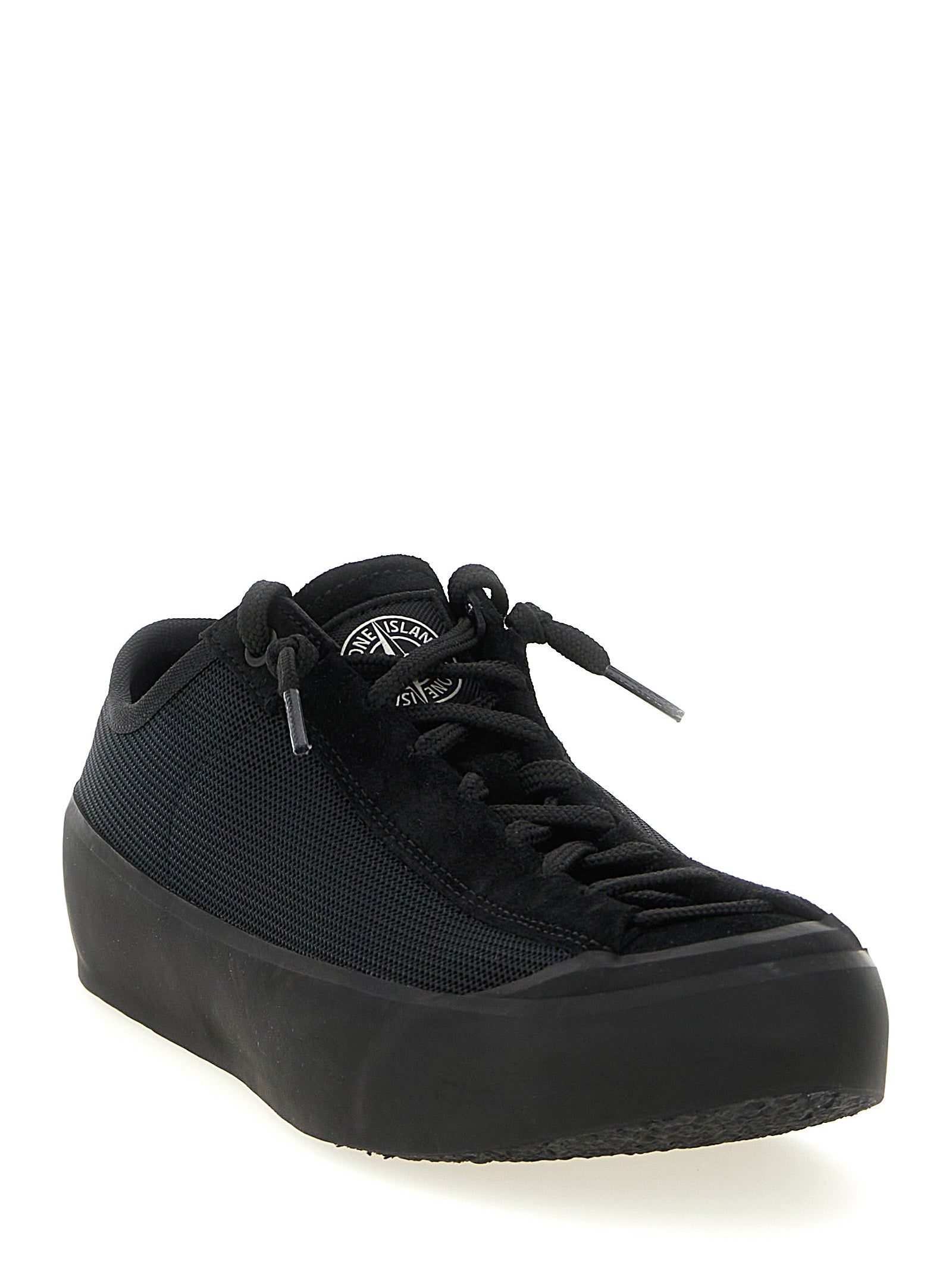 Stone Island Black Calfskin Athletic Sneakers