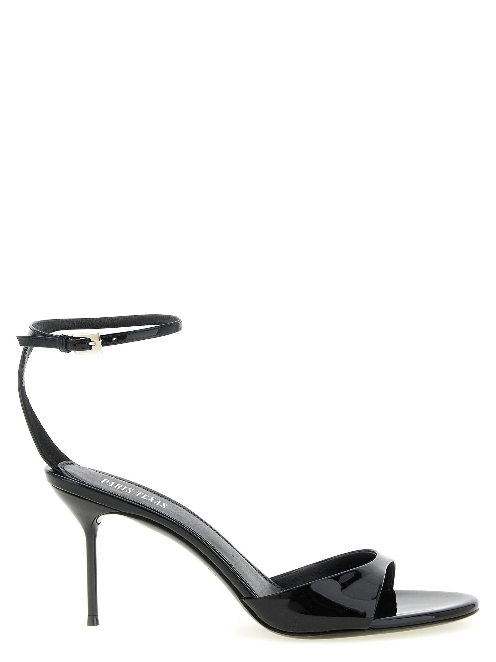 Paris Texas Black Calfskin Stiletto Heel Sandals