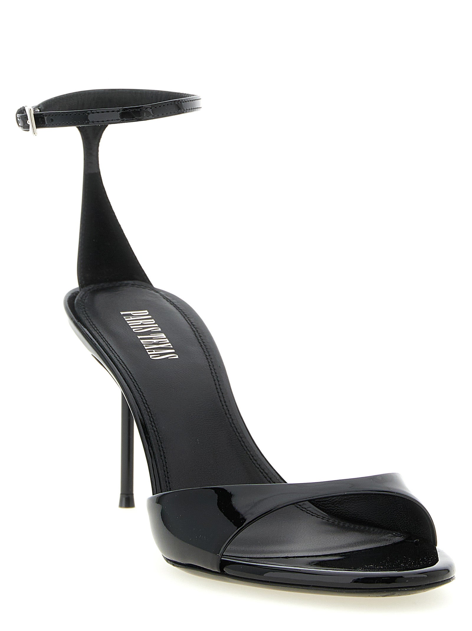 Paris Texas Black Calfskin Stiletto Heel Sandals