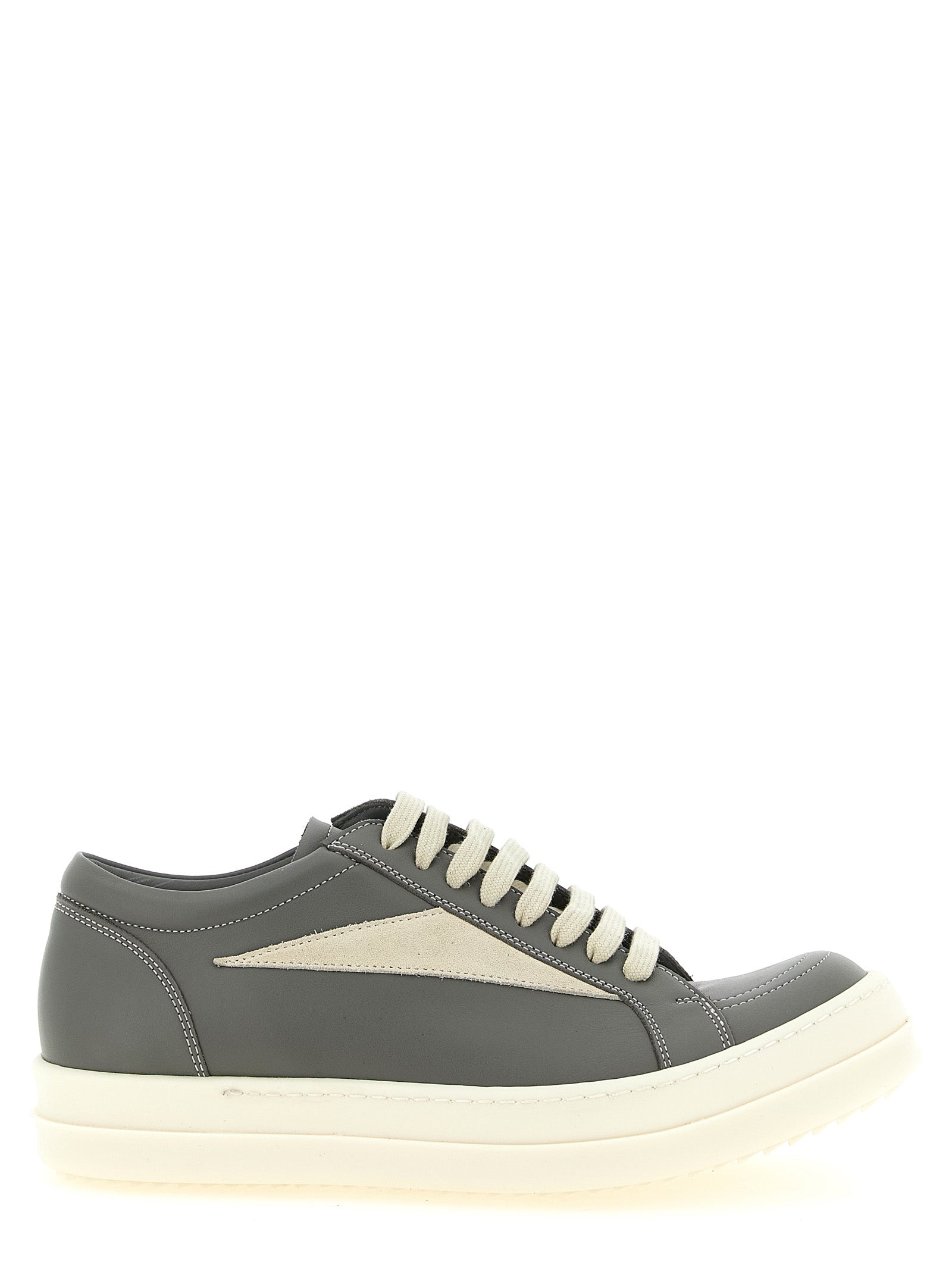 Rick Owens Gray Cowhide Low Top Sneakers