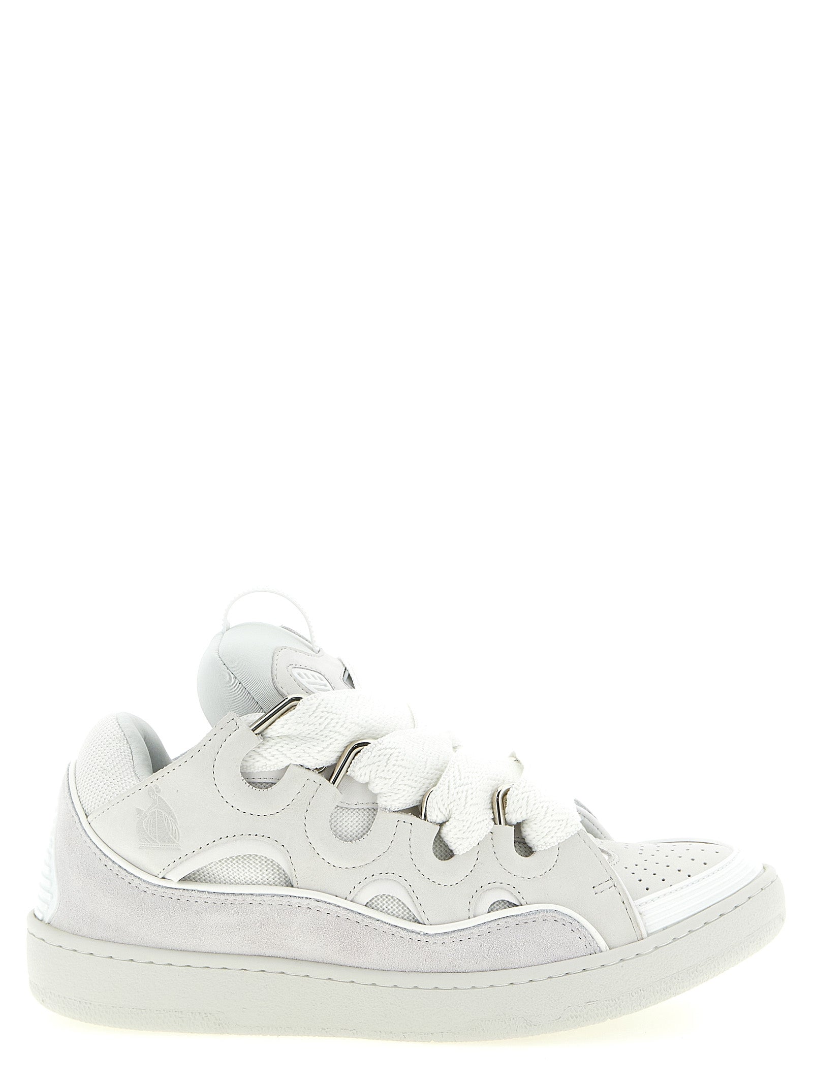 Elevate your style with LANVIN's White Calfskin Chunky Sneakers, where exquisite craftsmanship meets contemporary allure for the discerning fashion connoisseur.