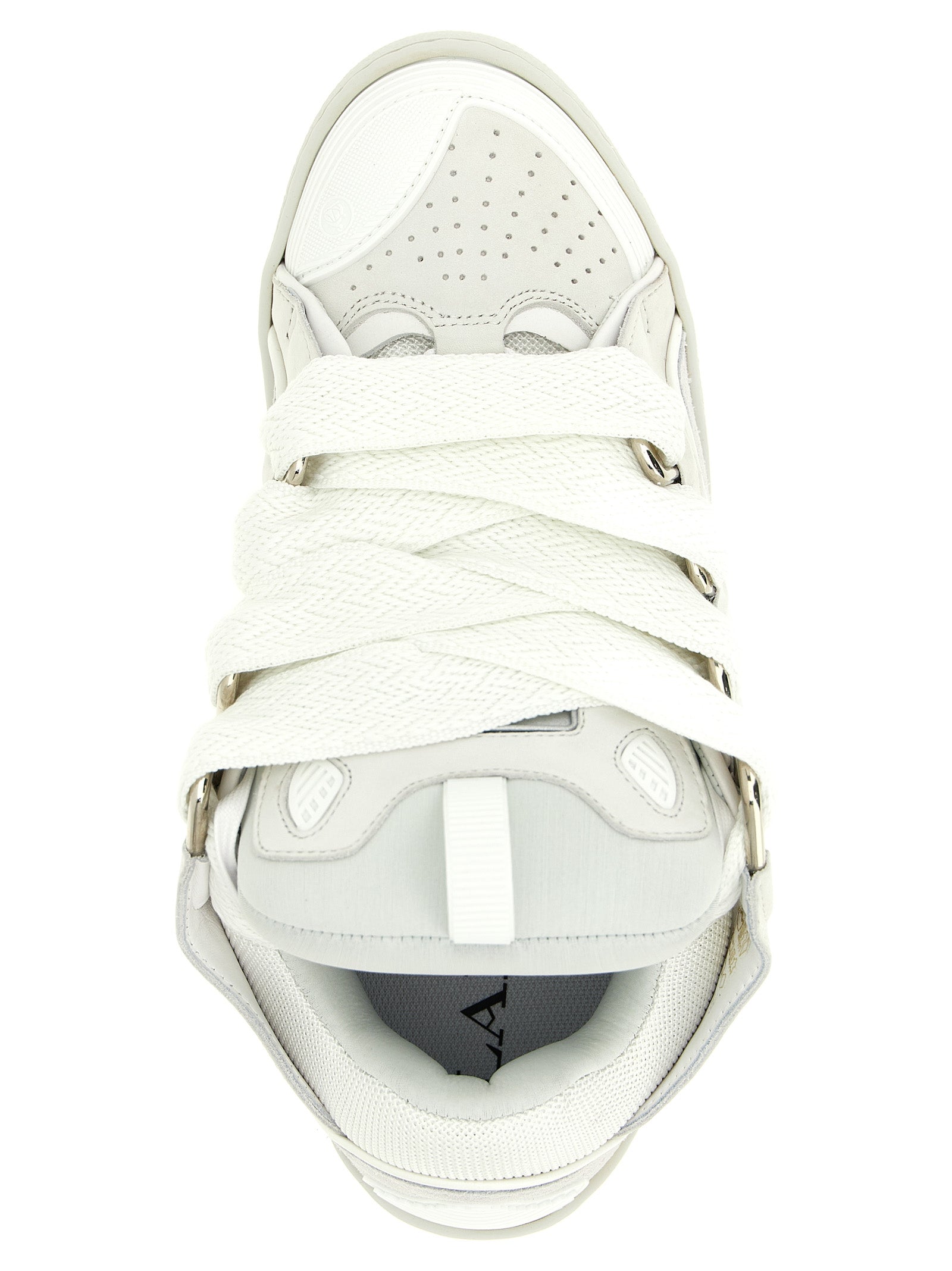 Elevate your style with LANVIN's White Calfskin Chunky Sneakers, where exquisite craftsmanship meets contemporary luxury for the discerning fashion connoisseur.