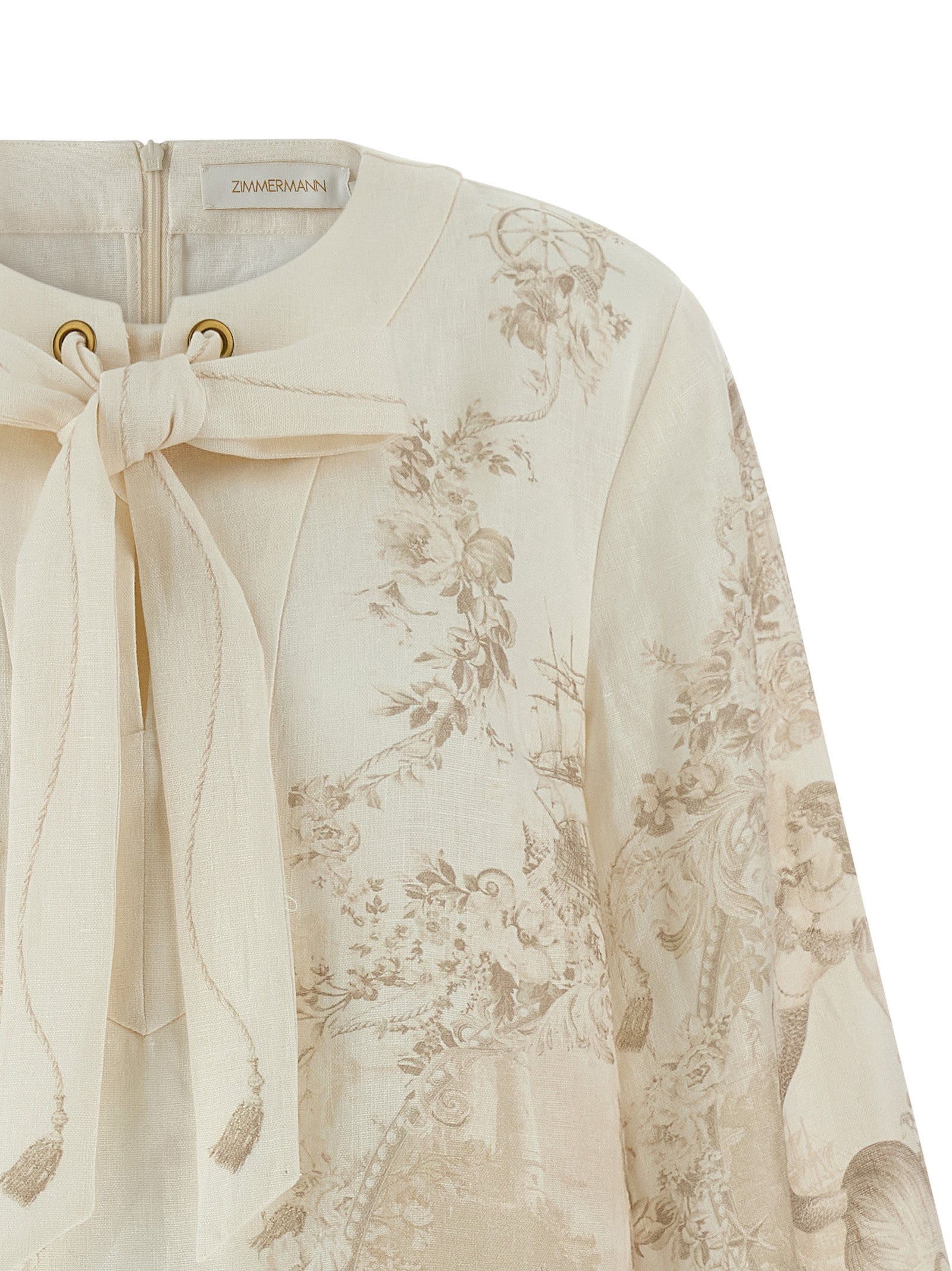Zimmermann Beige Linen Short Dress