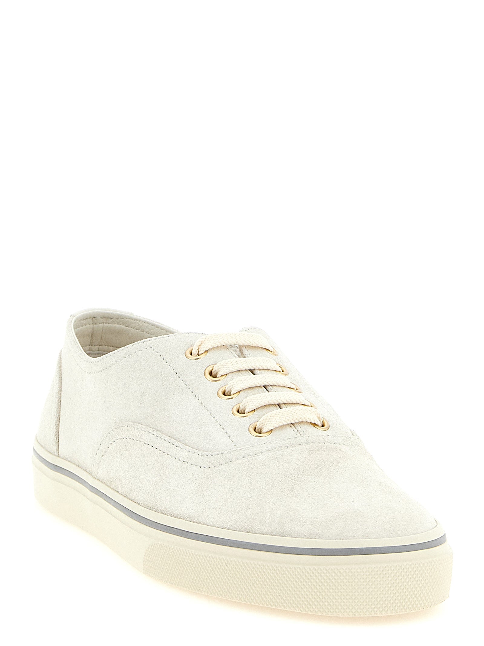 Discover the exquisite Brunello Cucinelli Beige Calfskin Low Top Sneakers, where Italian craftsmanship meets luxurious elegance, perfect for the discerning individual.