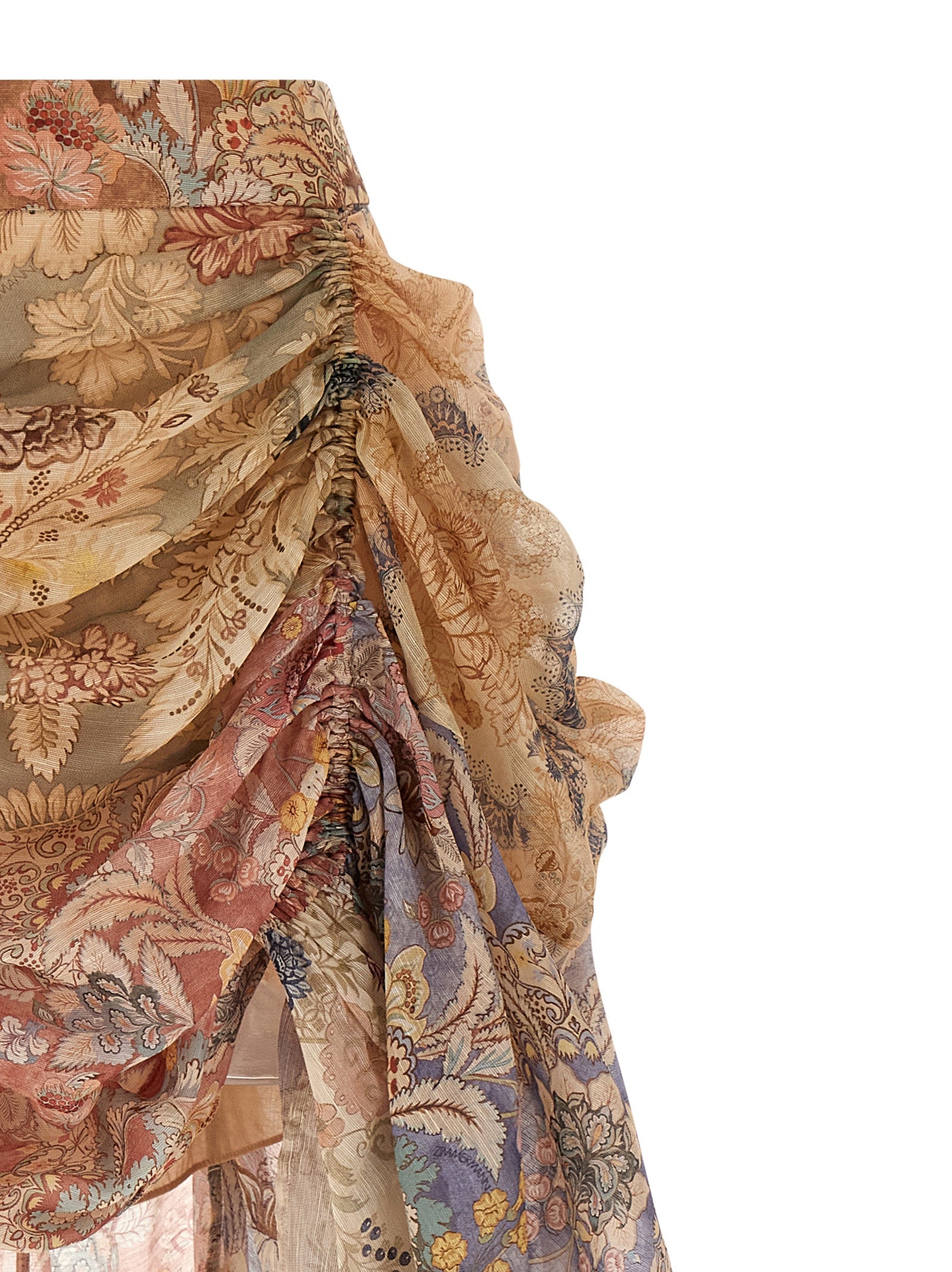 Zimmermann Multicolor Linen Midi Skirt