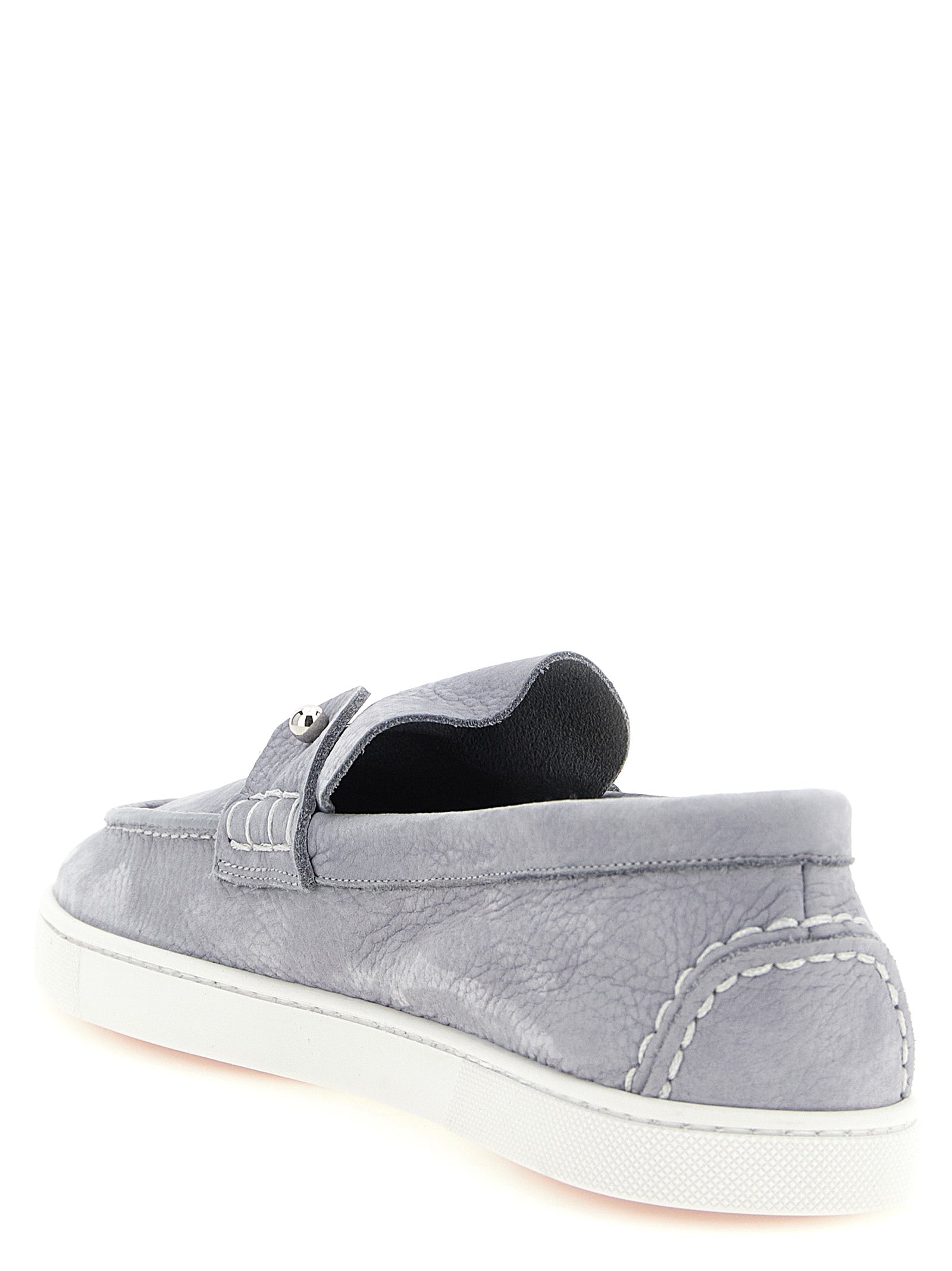 Christian Louboutin Gray Calfskin Slip-On Loafers