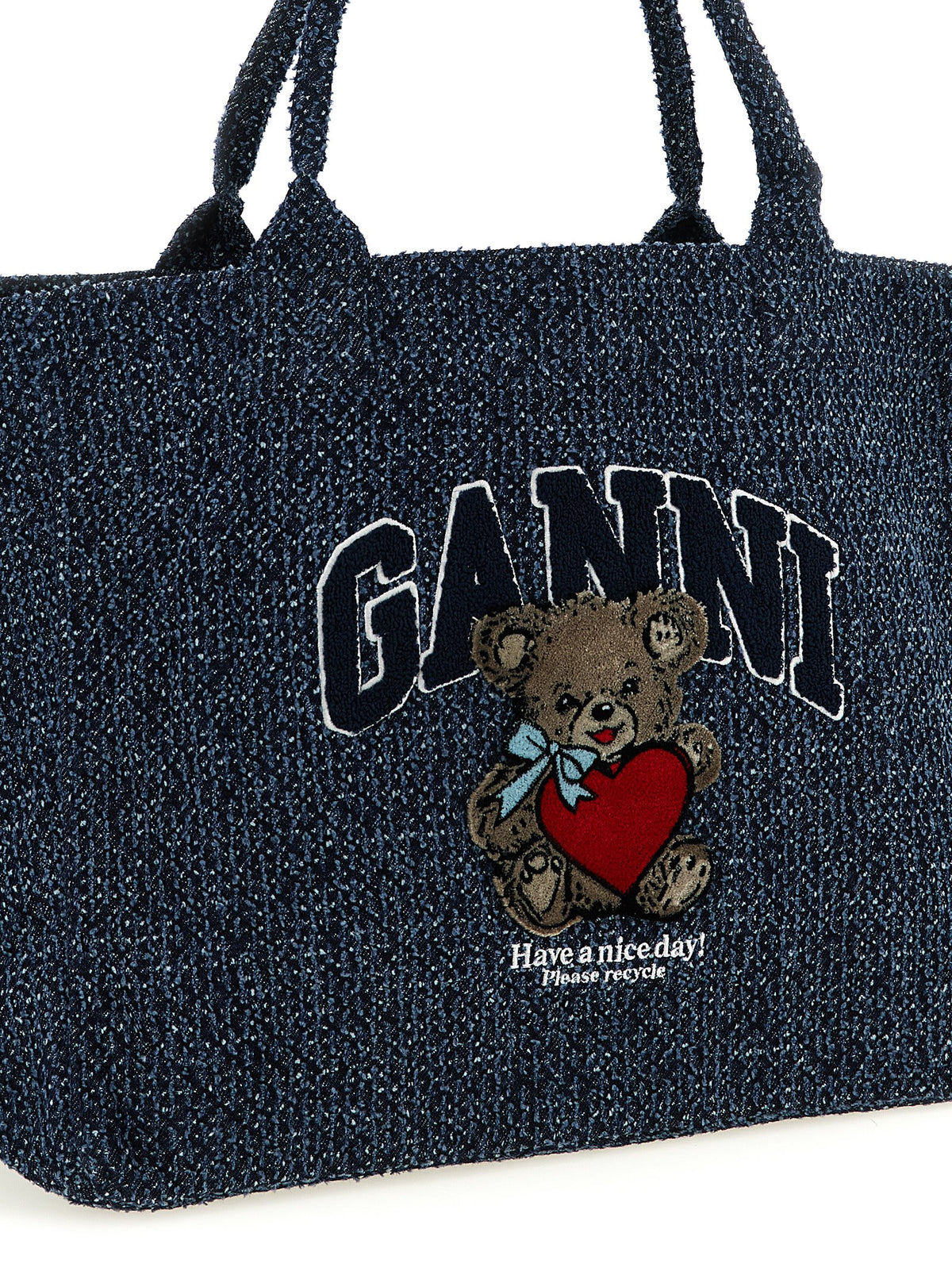 Ganni Blue Organic Cotton Tote Bag - Elevate Your Style