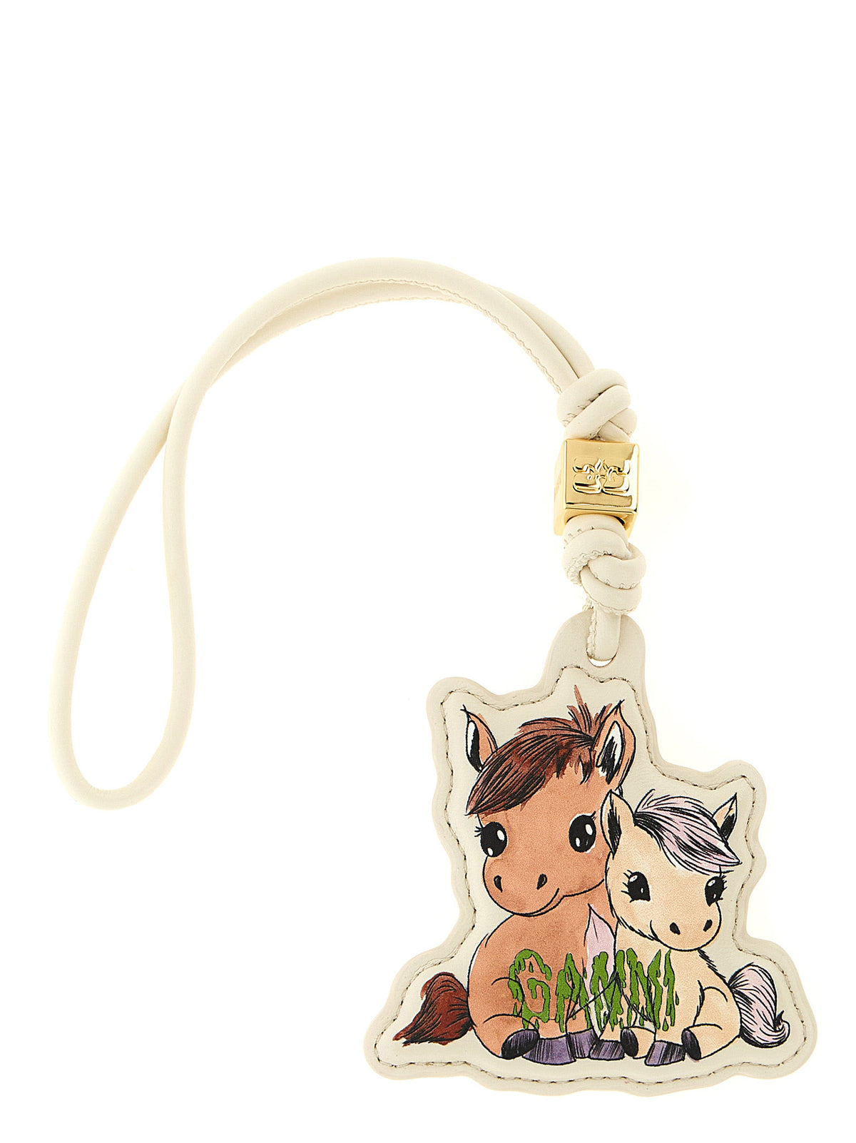 Ganni Beige Leather Keychain - Elevate Your Everyday Elegance