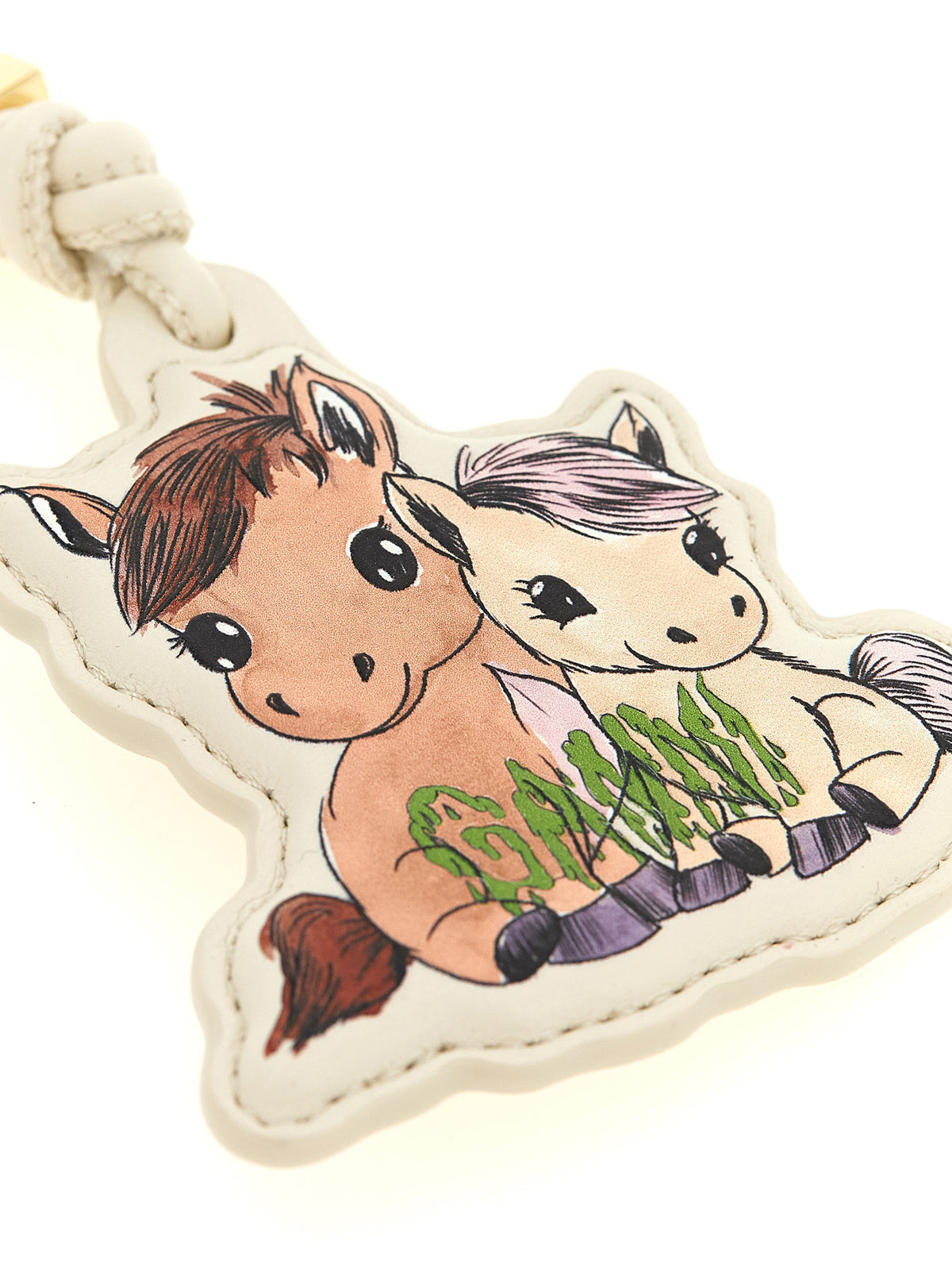 Ganni Beige Leather Keychain - Elevate Your Everyday Elegance