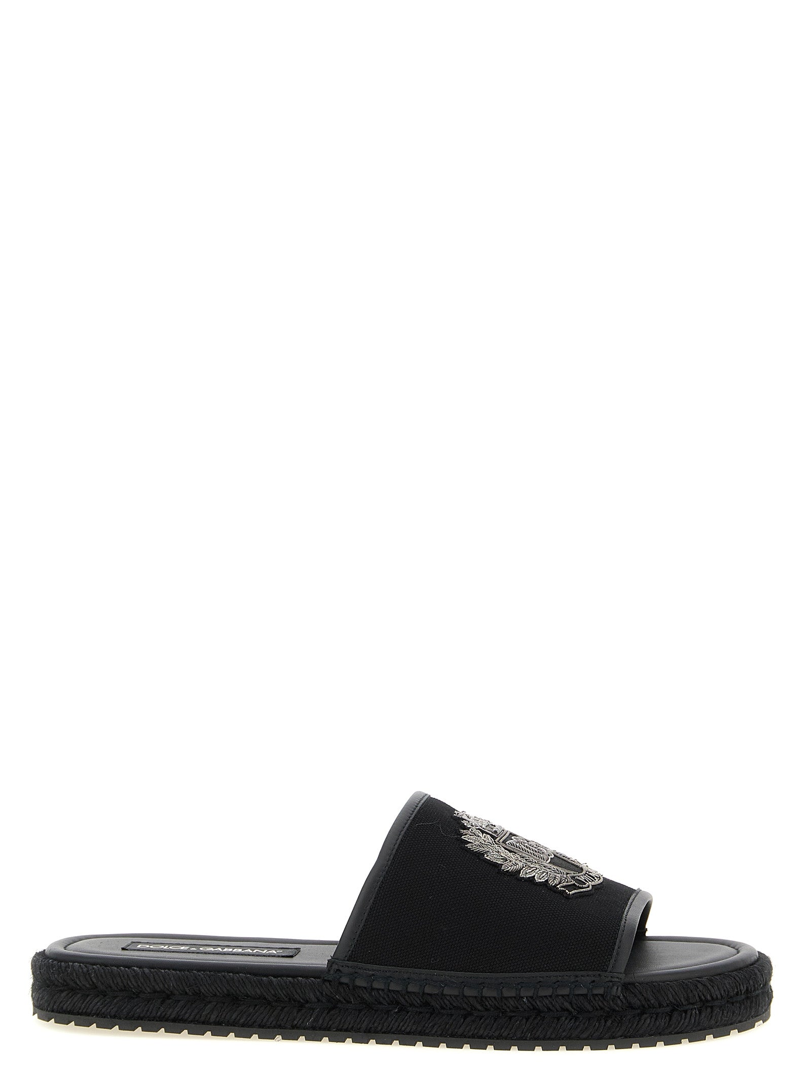 Dolce & Gabbana Black Cotton Slides
