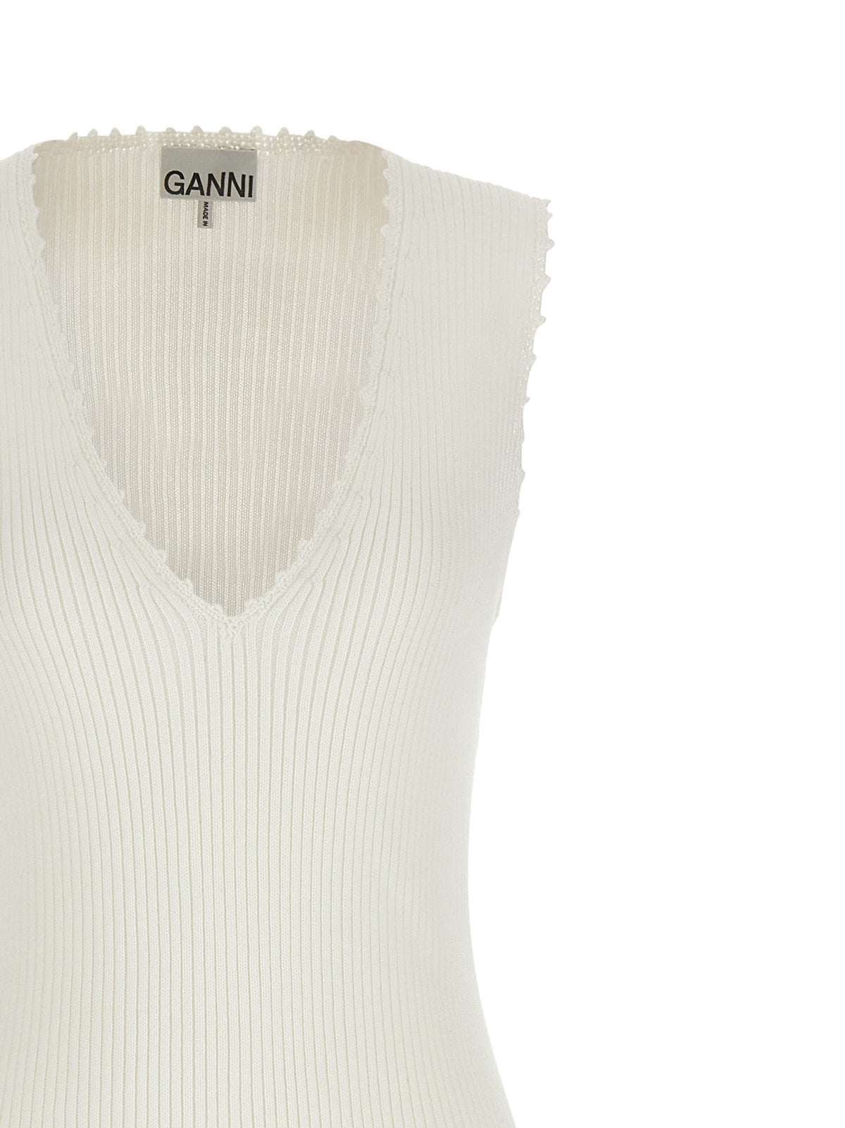 Ganni White Organic Cotton Long Dress - Timeless Luxury Elegance