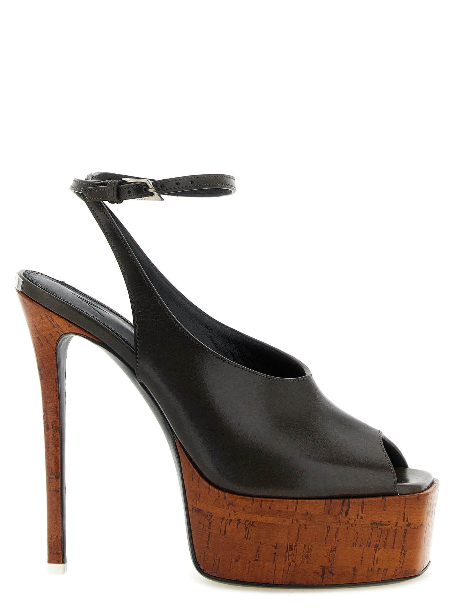 The Attico Bicolor Calfskin Stiletto Heel Sandals