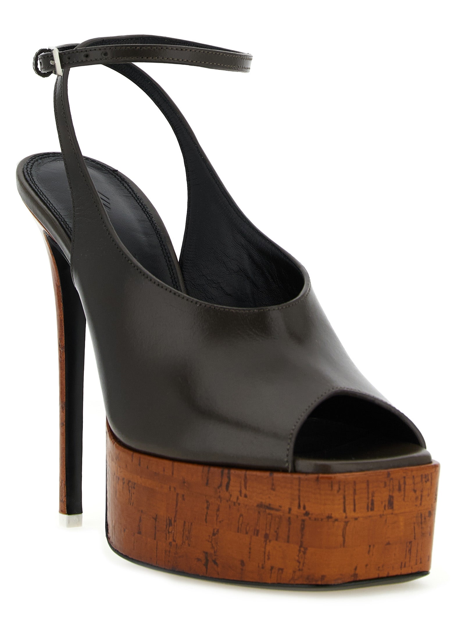 The Attico Bicolor Calfskin Stiletto Heel Sandals
