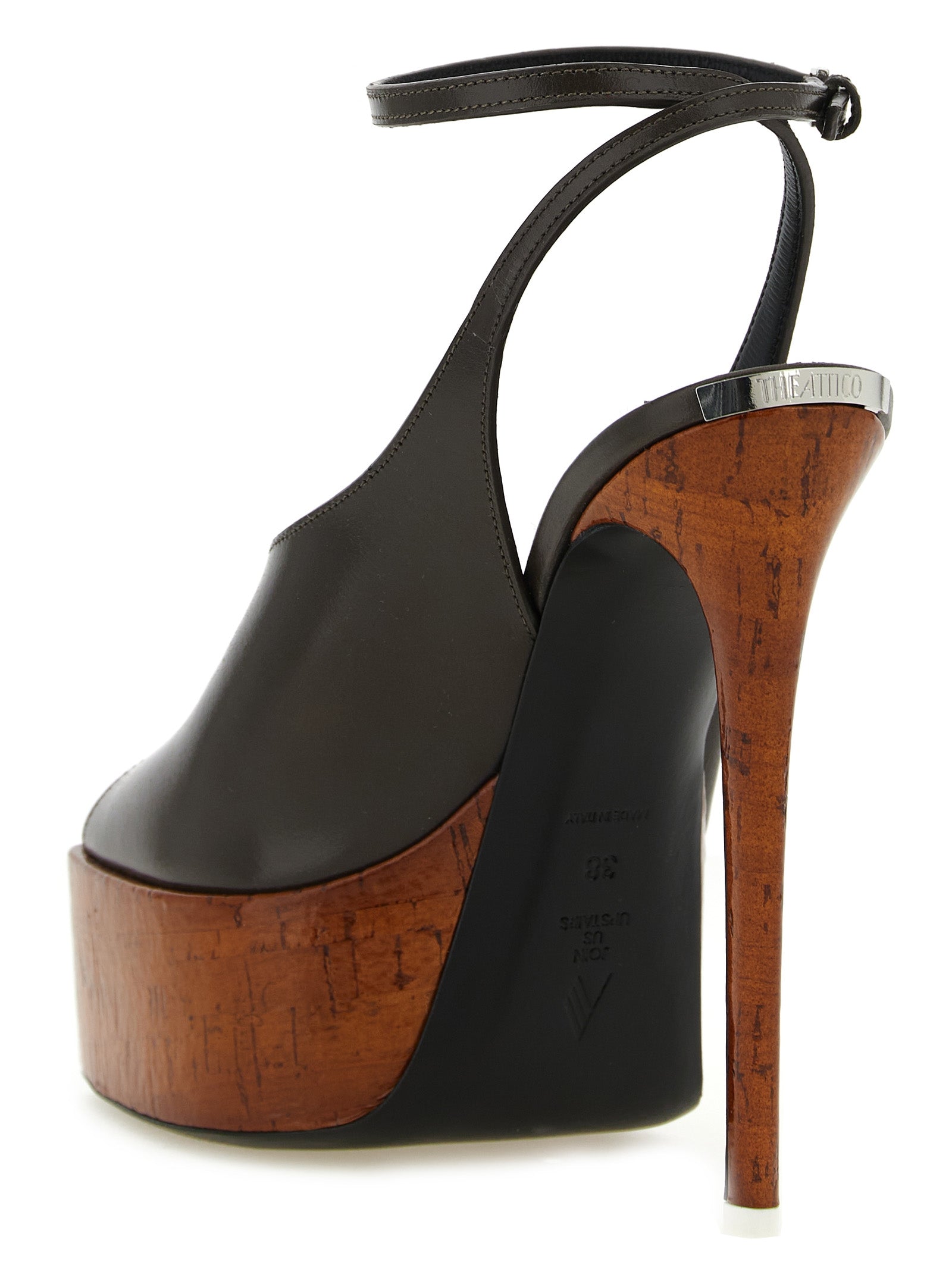 The Attico Bicolor Calfskin Stiletto Heel Sandals