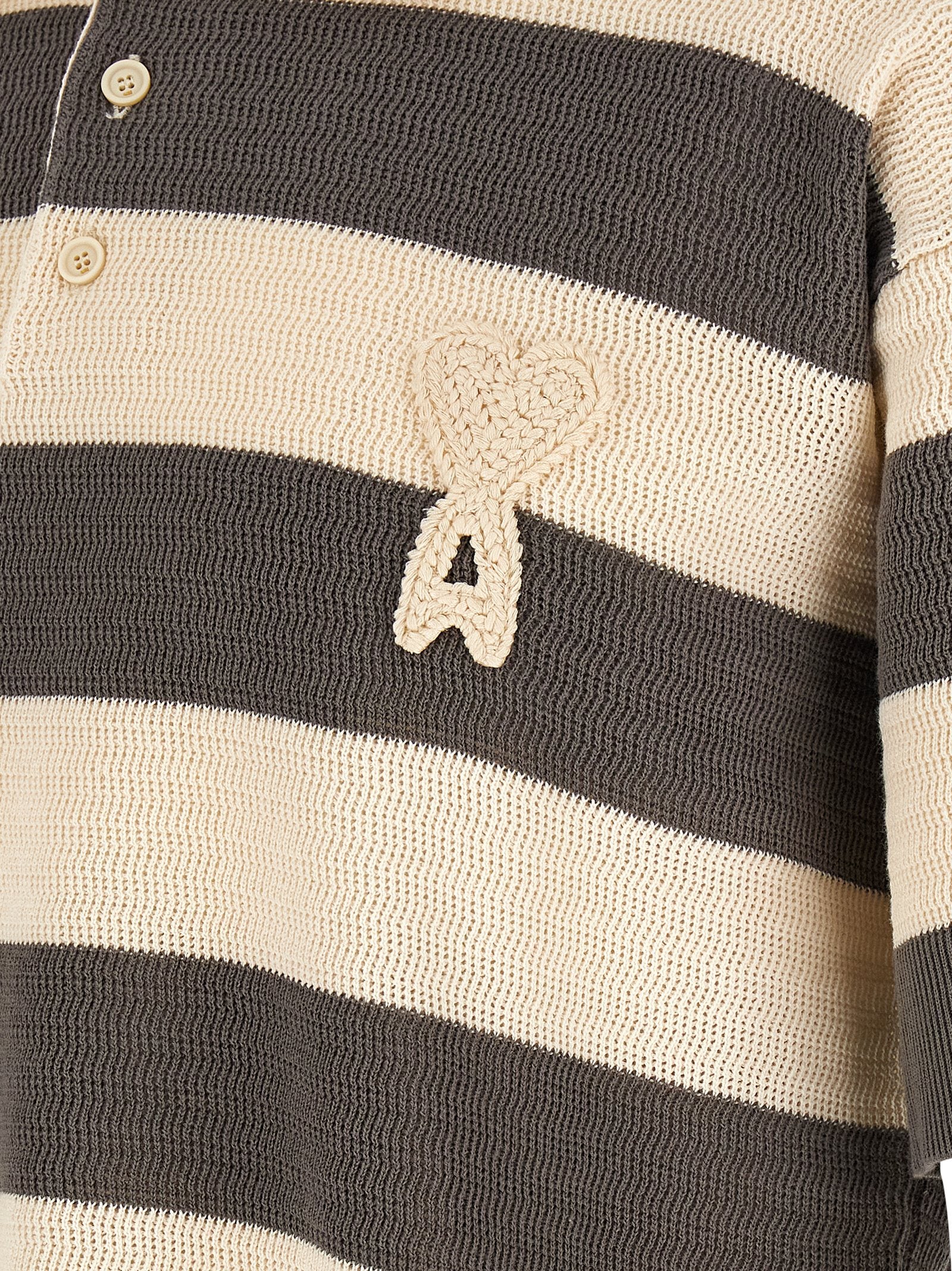 Ami Paris Gray Cotton Polo Shirt