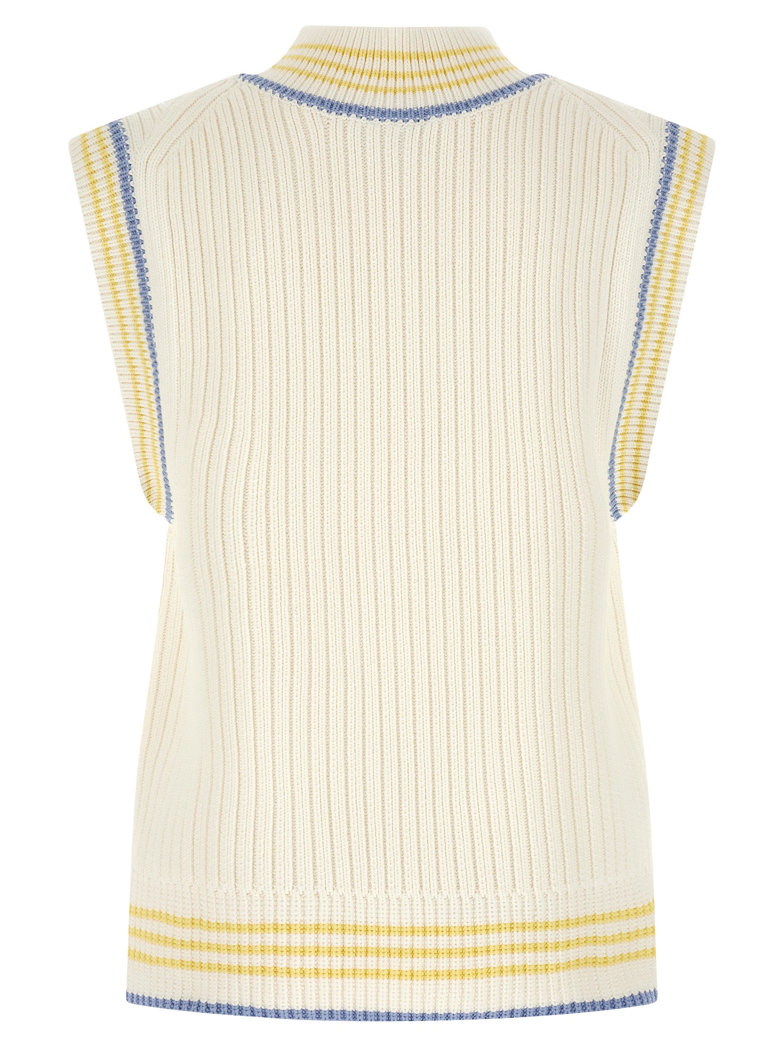 Lacoste White Cotton Sleeveles Sweater