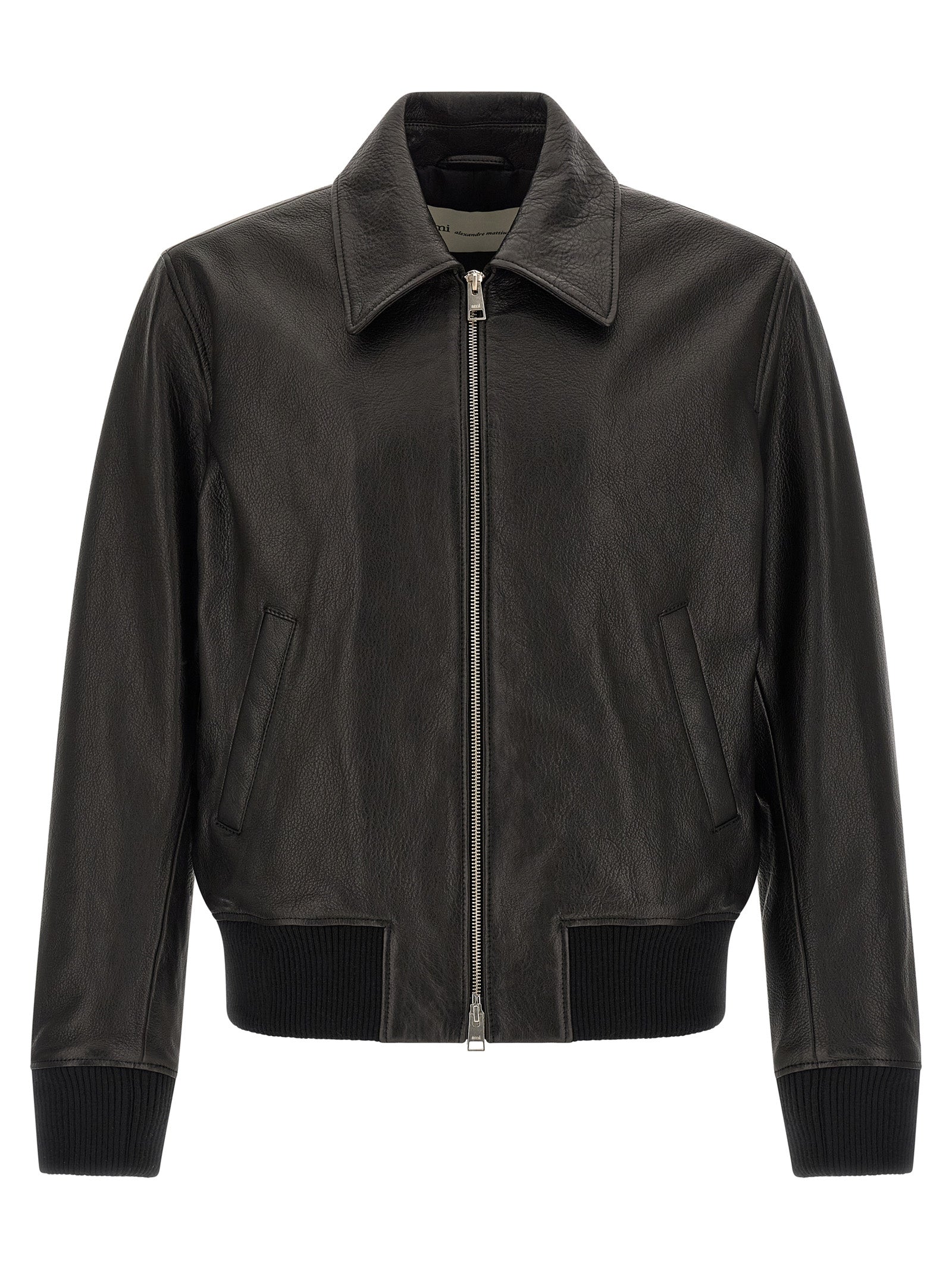 Ami Paris Black Lamb Leather Leather Jacket