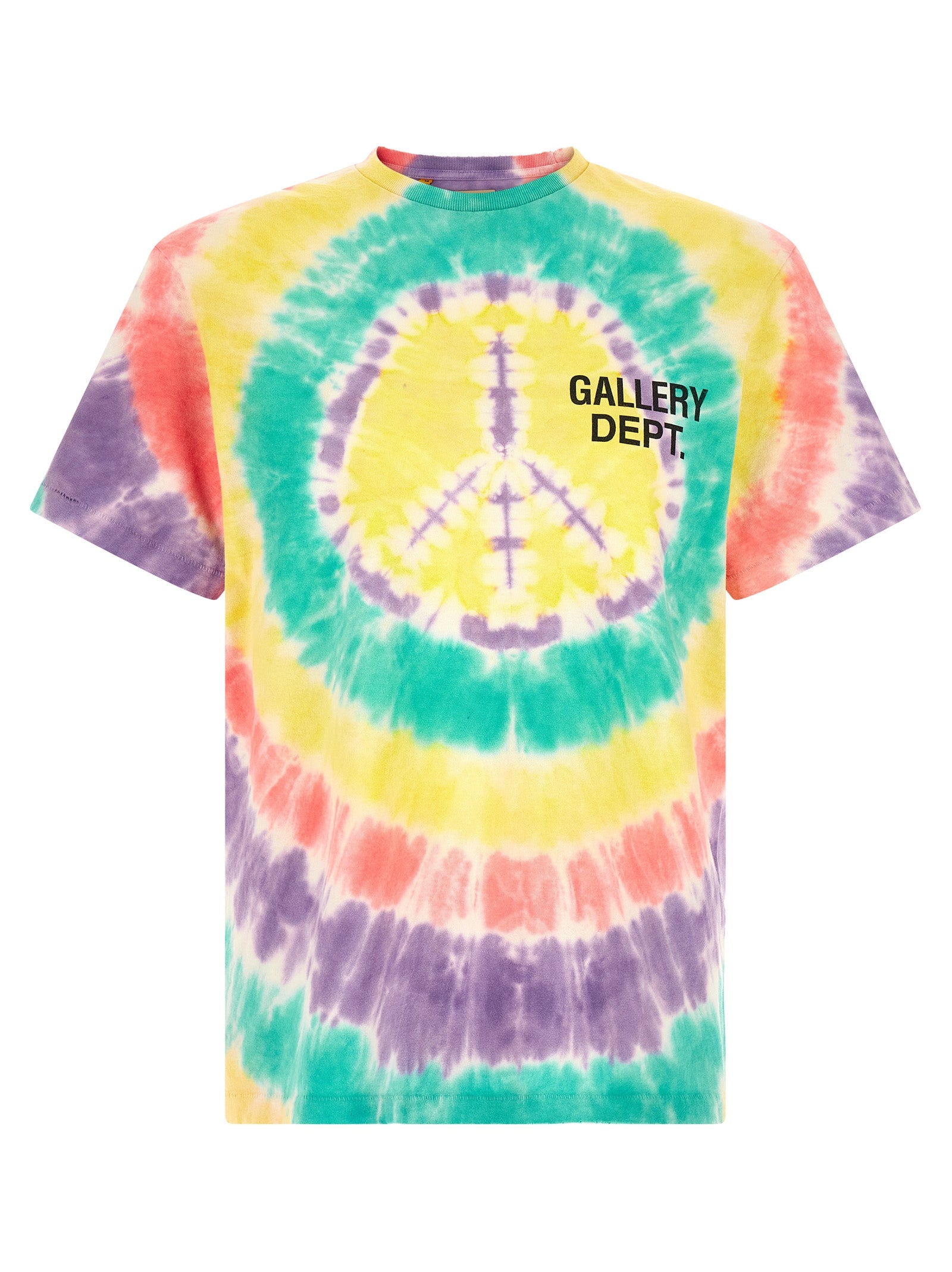 Elevate your wardrobe with GALLERY DEPT.’s Peace Tie Dye T-Shirt, a luxurious cotton masterpiece that embodies vibrant artistry and sophisticated style.