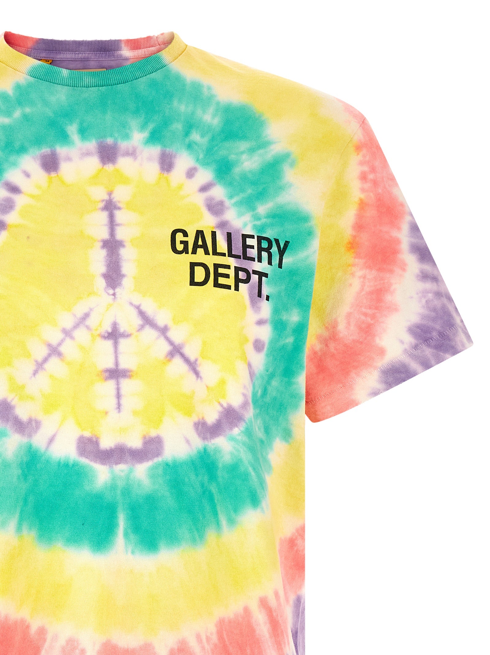 Elevate your wardrobe with GALLERY DEPT.'s Peace Tie Dye T-Shirt, a vibrant 100% cotton masterpiece that embodies effortless sophistication and exclusive style.