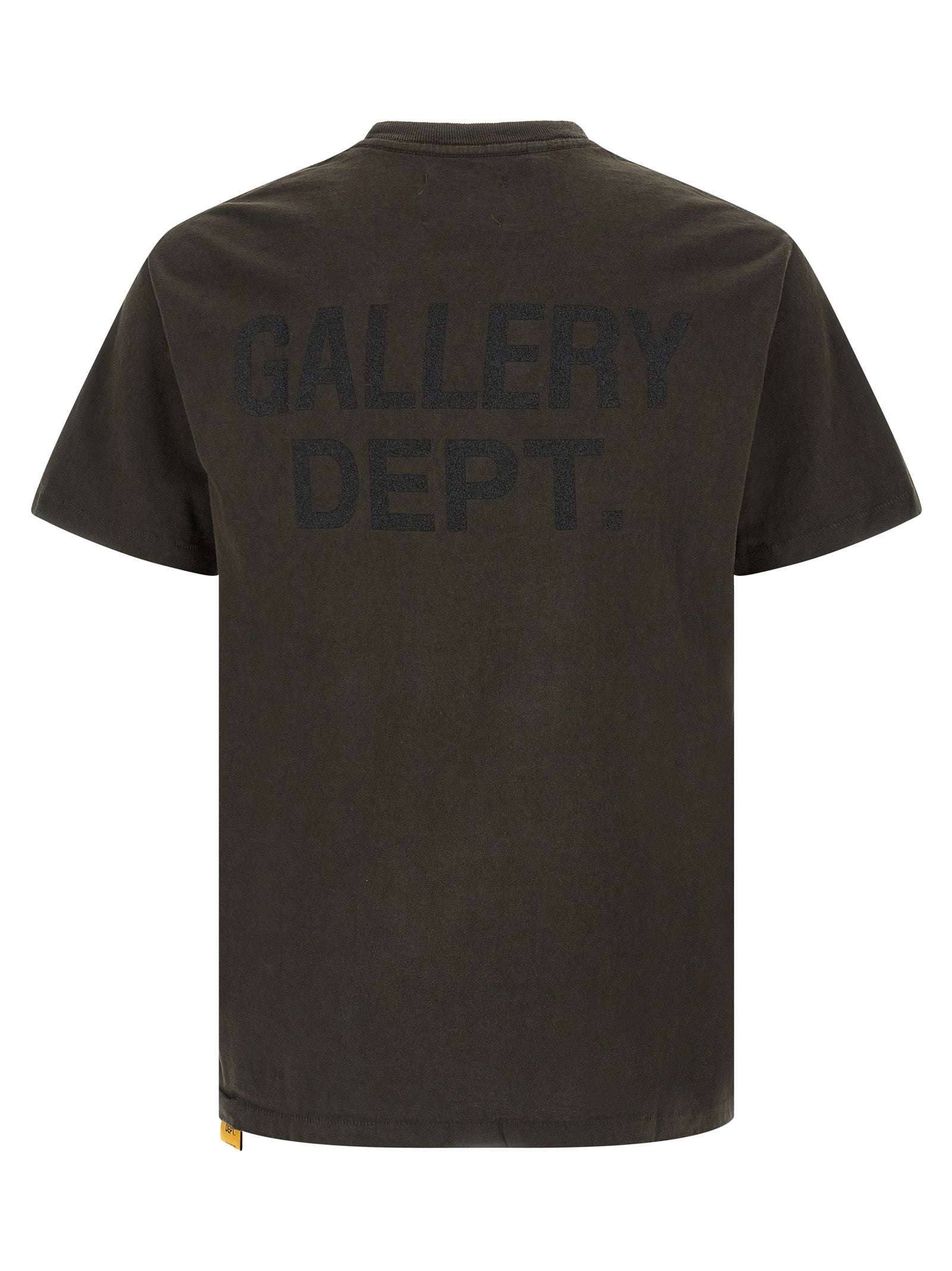 Experience the allure of GALLERY DEPT. with this iconic black cotton t-shirt, featuring a striking logo print and side patch, perfect for the discerning style connoisseur.