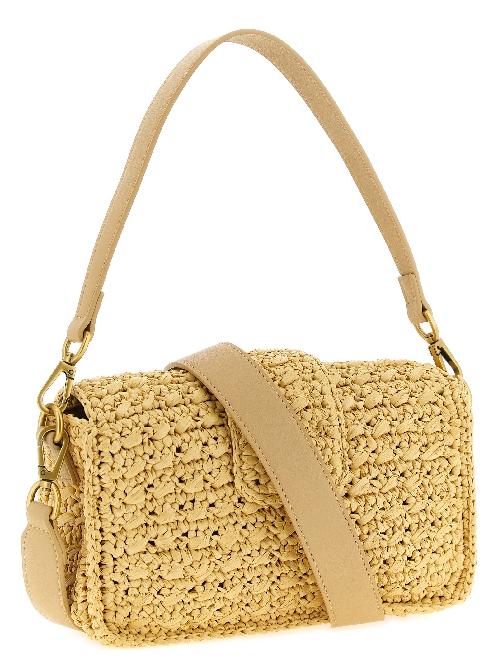 Elevate your style with the Twinset Beige Polypropylene Crossbody Bag, a masterpiece of woven raffia and chic design, perfect for the discerning trendsetter.