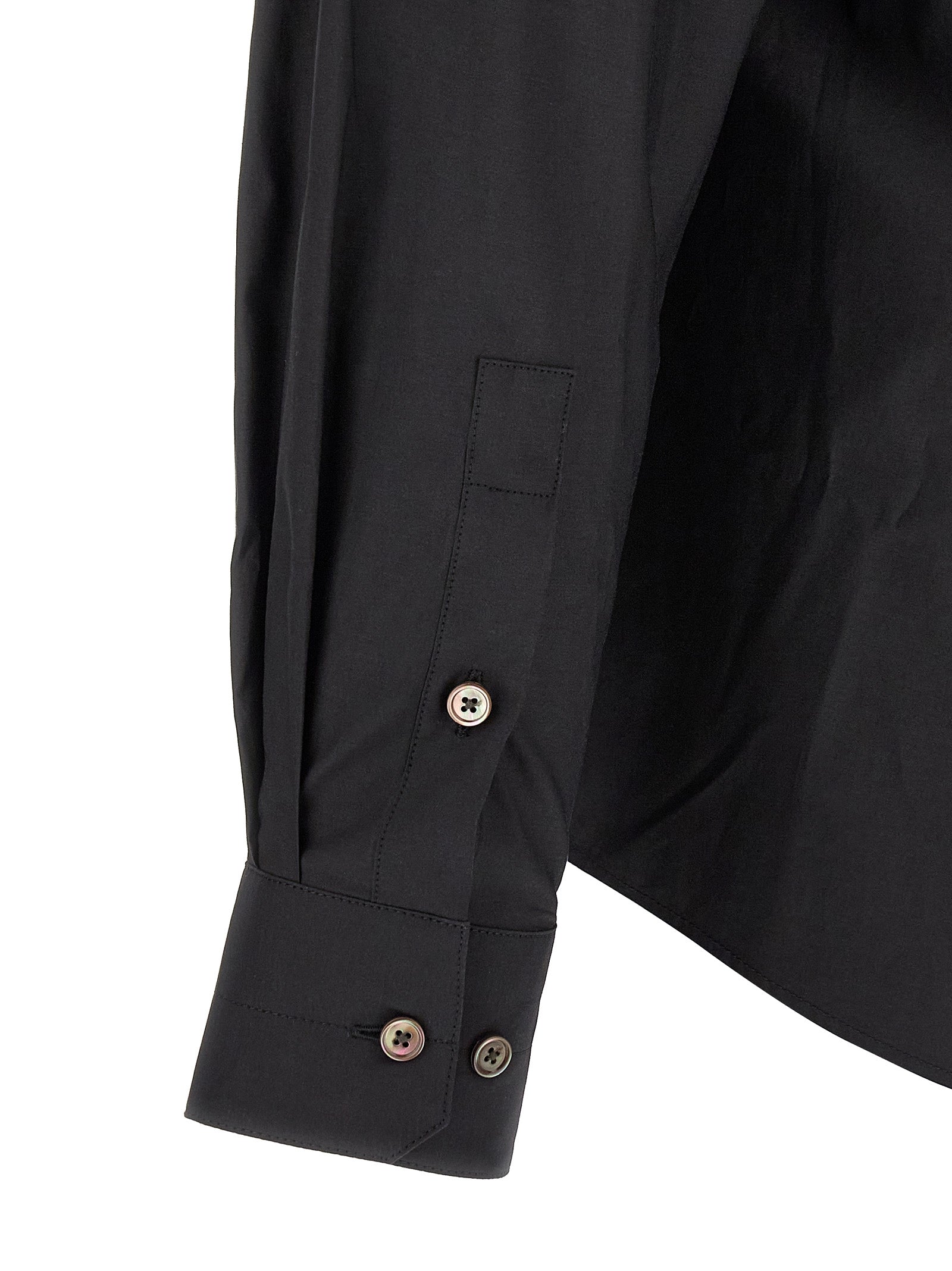 Discover the Lemaire Black Cotton Blouse, a luxurious blend of cotton and silk, exuding timeless elegance and sophistication for the discerning wardrobe.