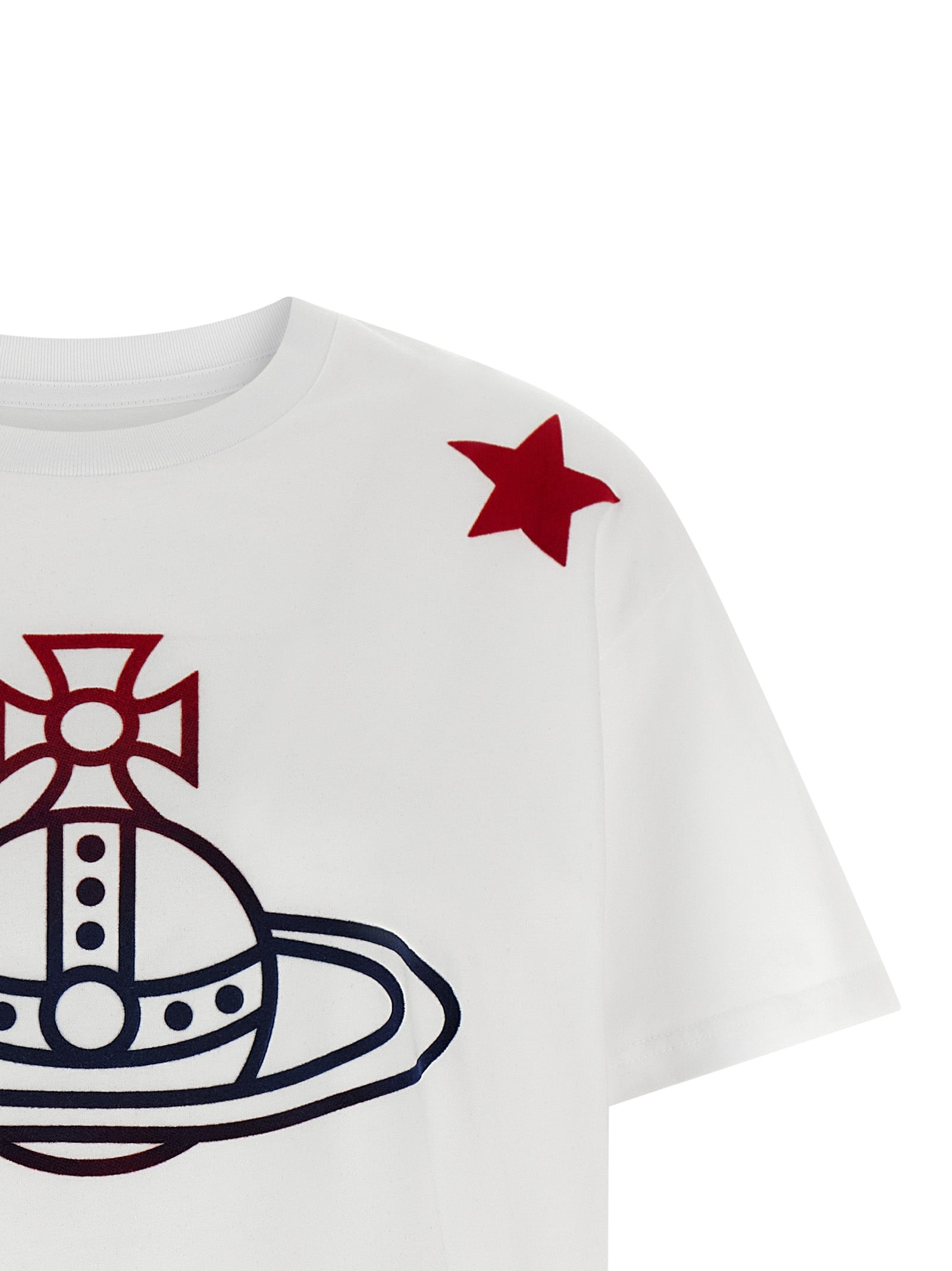 Indulge in the Vivienne Westwood ‘Orb and Stars Classic’ T-shirt, a luxurious cotton staple that embodies timeless elegance and sophisticated style for the discerning individual.