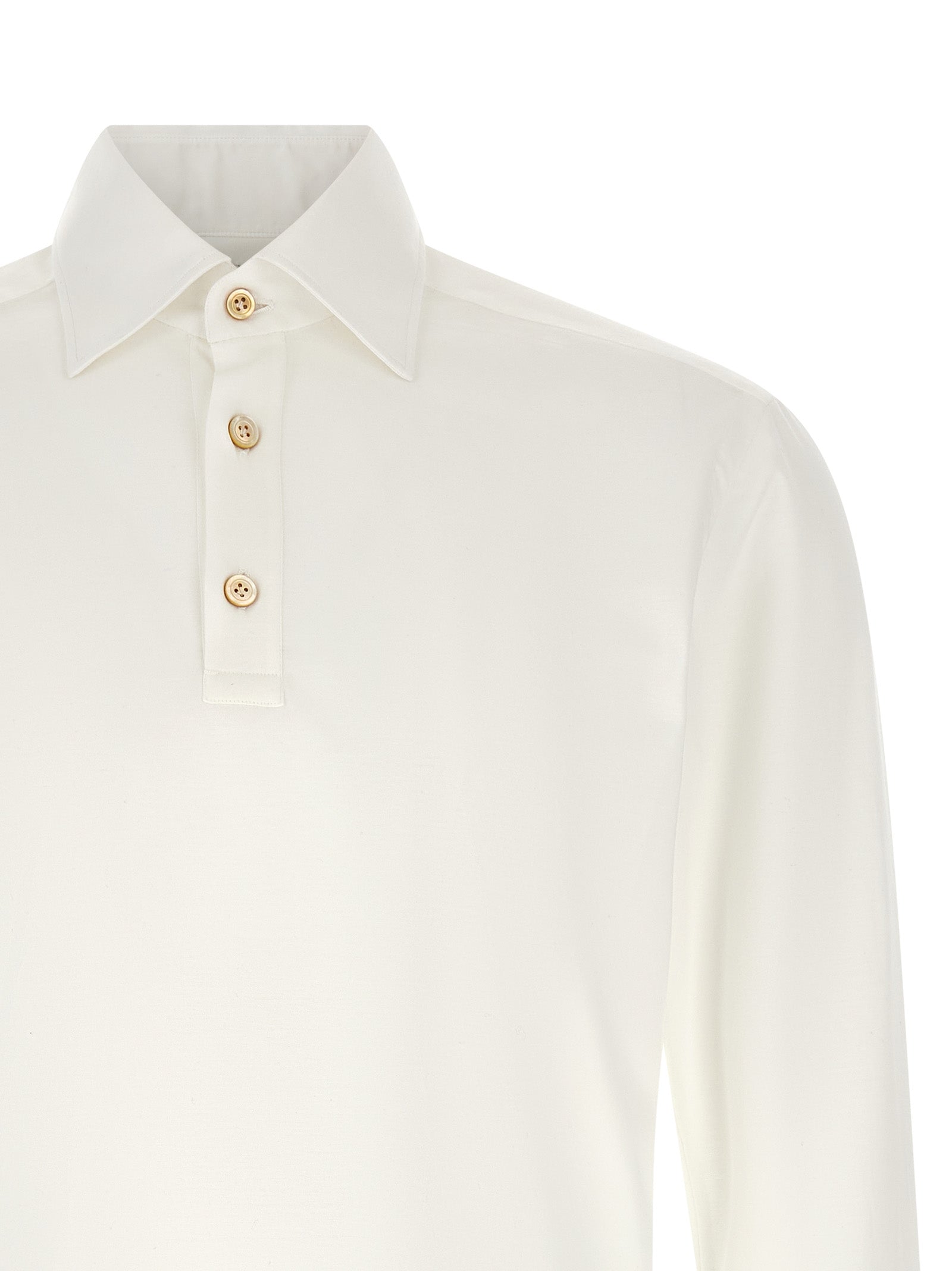 Kiton White Cotton Polo Shirt