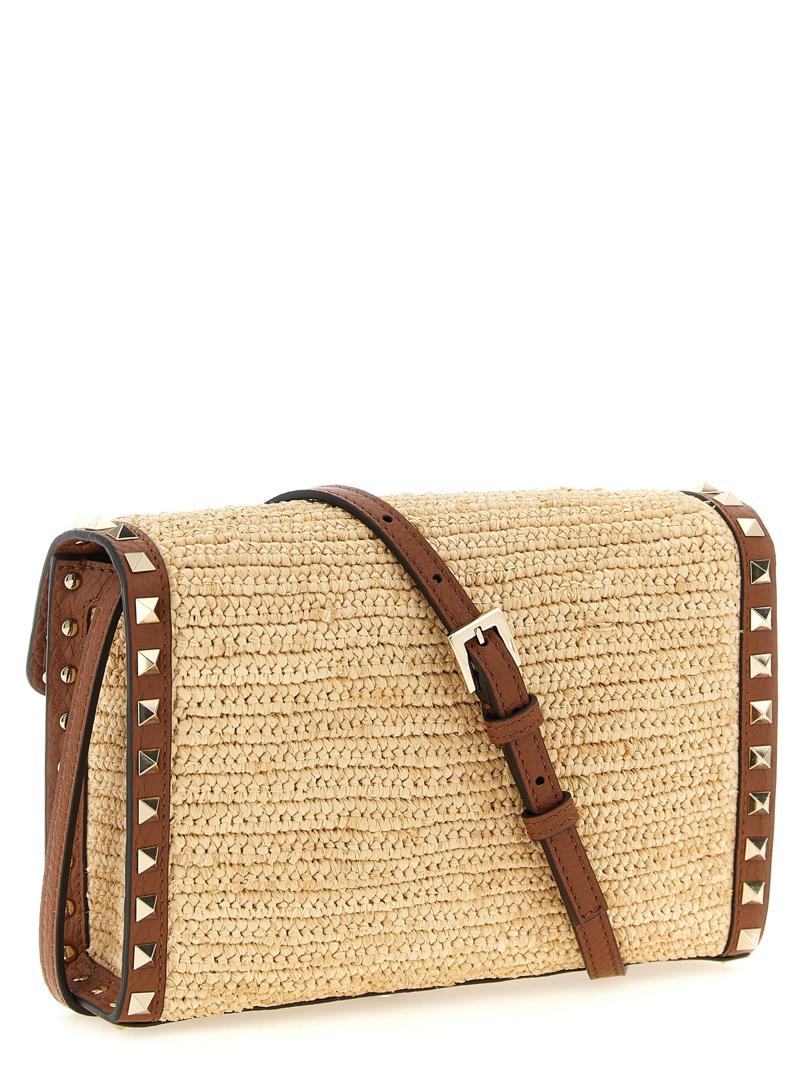 Valentino Garavani Beige Straw Crossbody Bag