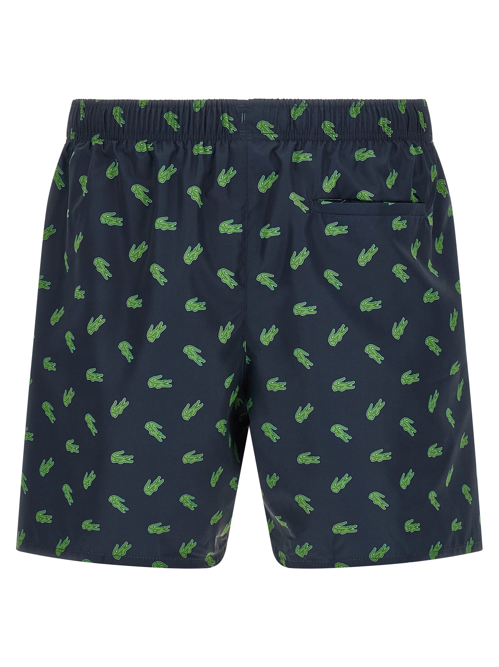 Indulge in the Lacoste Blue Polyester Swim Shorts, a blend of sustainable luxury and bold design, perfect for those who embrace sophistication and style.