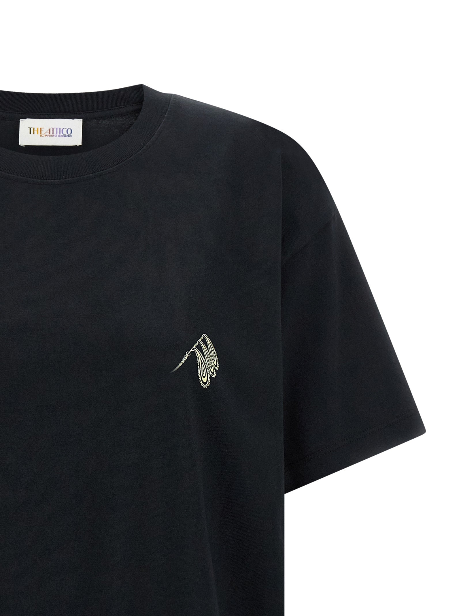 Discover THE ATTICO's 'Il Primo Bagno' T-shirt, crafted from sumptuous cotton, merging bold artistry with effortless elegance for the discerning individual.