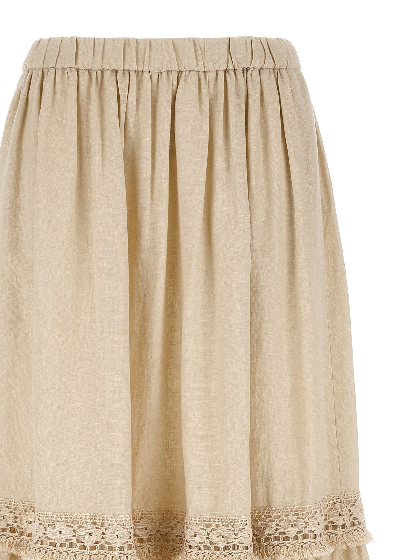 Discover the WEEKEND MAX MARA 'WkiPallore' skirt, a luxurious linen piece from the Mediterranean Ease Collection, embodying timeless elegance and effortless style.