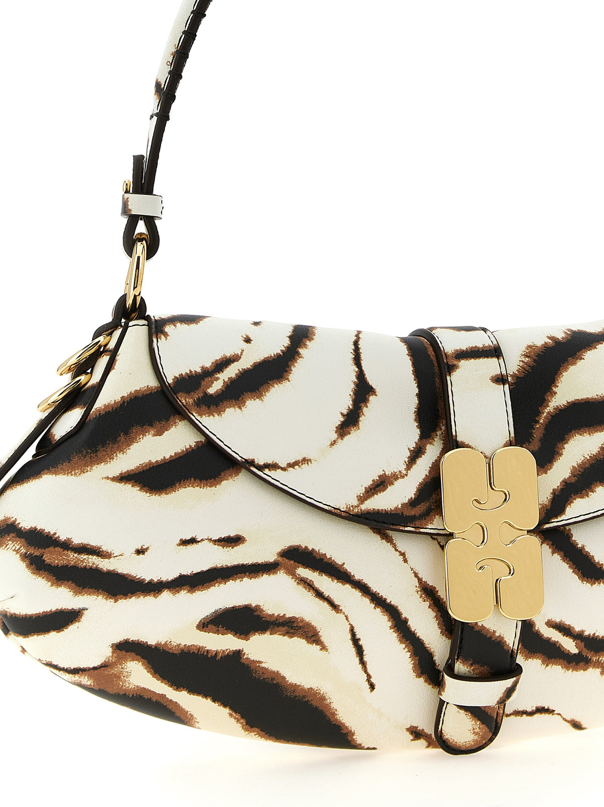 Ganni B-Kat Zebra Print Shoulder Bag - Effortless Luxe Elegance