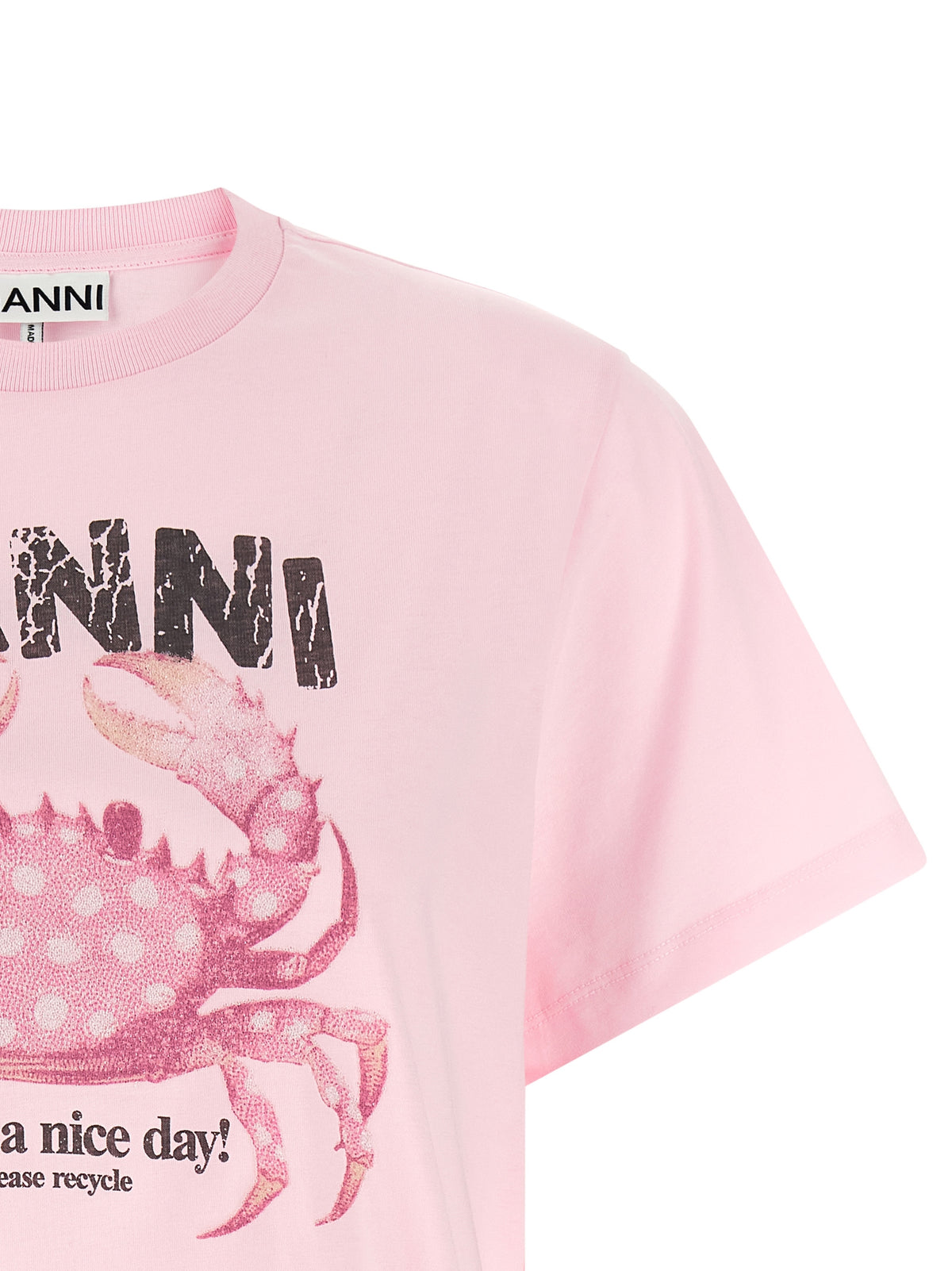 Ganni Pink Organic Cotton T-Shirt - Sustainable Luxury Fashion