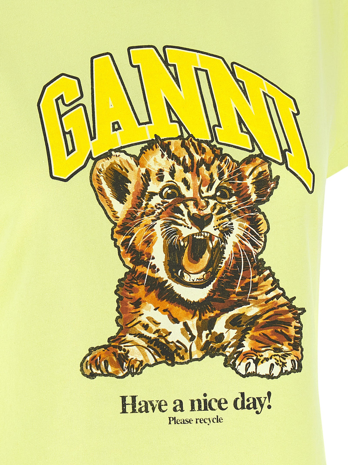 Ganni Bicolor Cotton T-Shirt - Luxurious Tiger Print Elegance