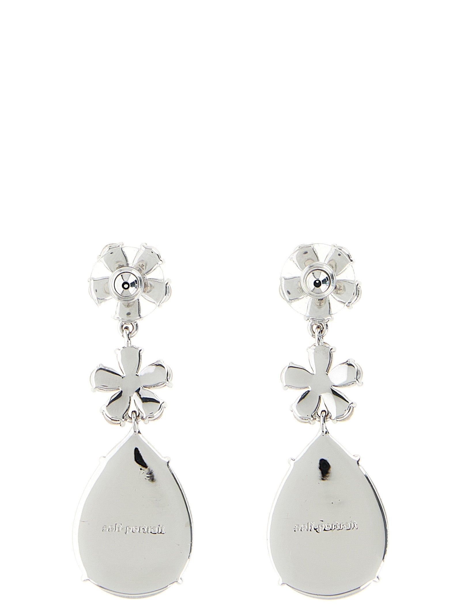 Elevate your elegance with Self-Portrait's Silver Brass Earrings, a stunning fusion of artistry and sophistication, designed to illuminate your every moment.