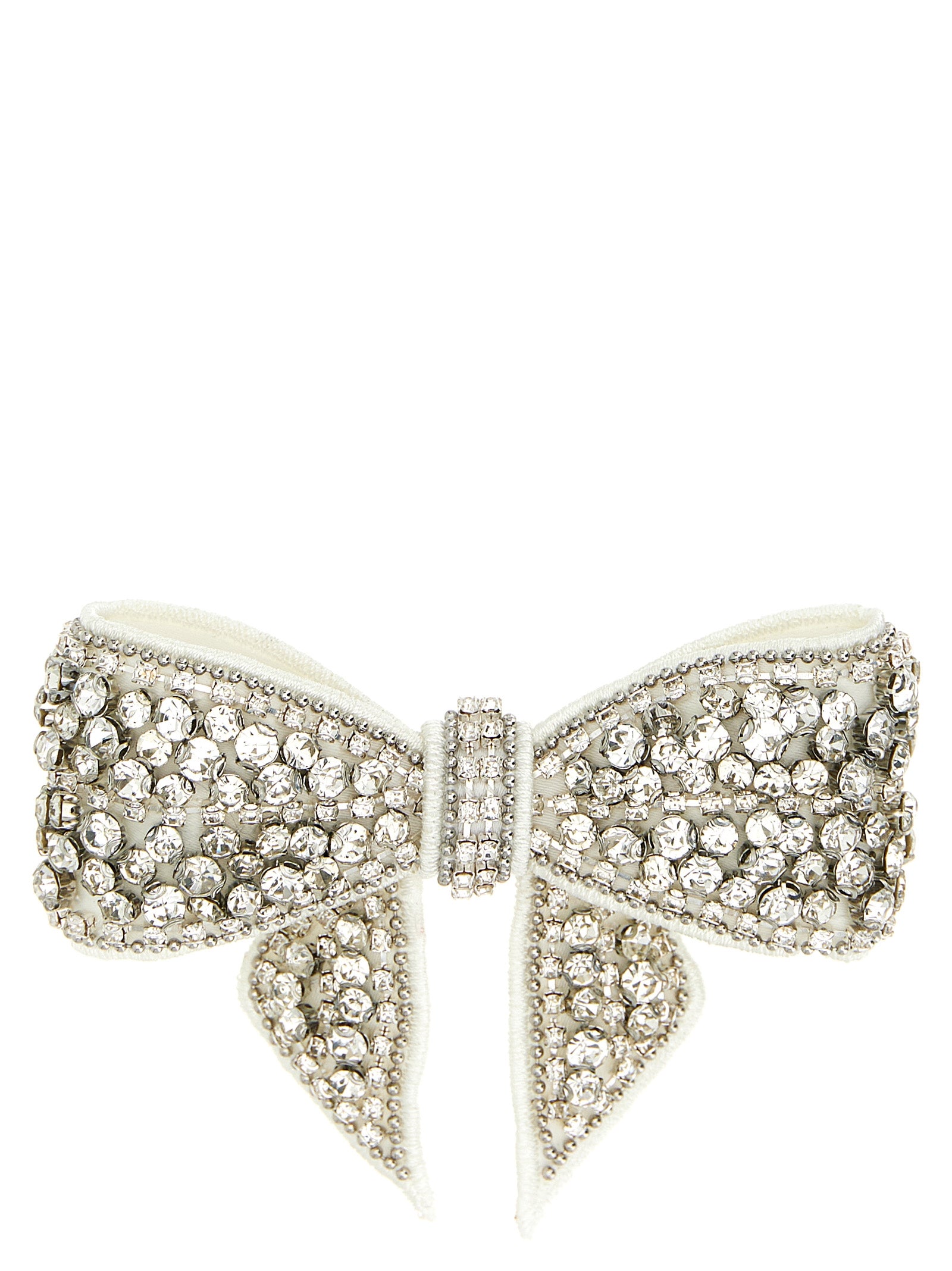 Elevate your elegance with Self-Portrait's Crystal Embellished Bow Hair Clip, a luxurious accessory crafted from satin, perfect for those who embody sophistication and charm.