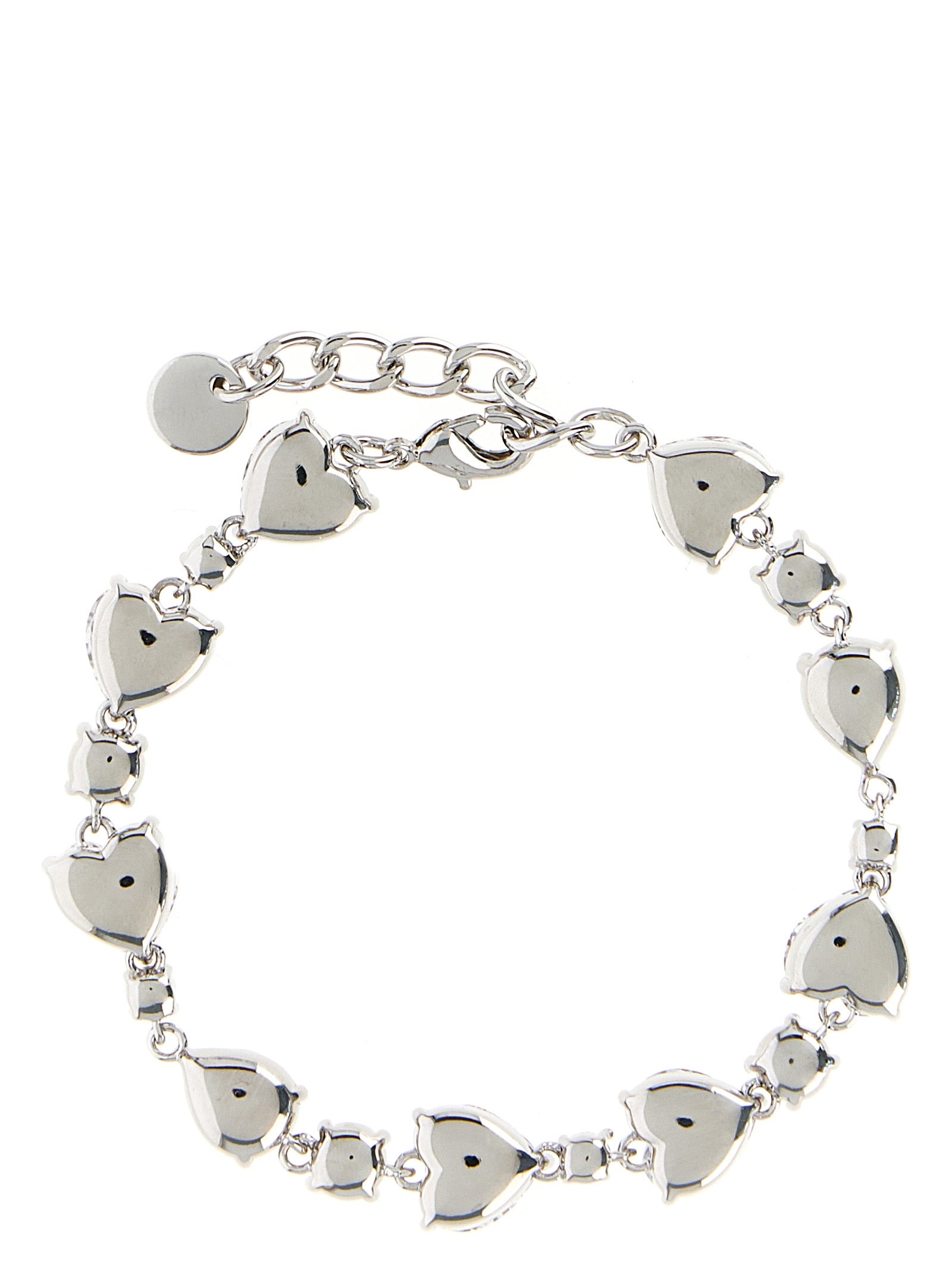 Elevate your elegance with Self-Portrait's Crystal Droplet Bracelet, a stunning silver-plated brass piece adorned with heart-shaped crystals, perfect for any occasion.