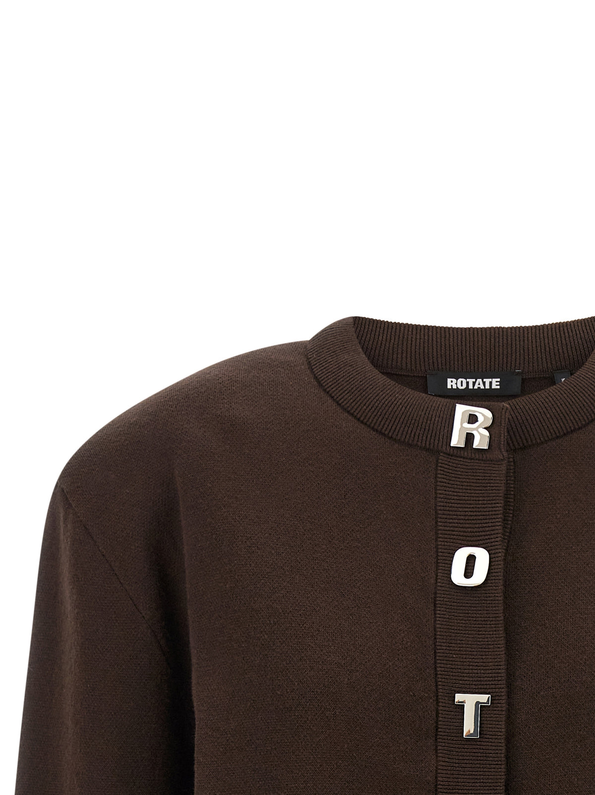 ROTATE BIRGER CHRISTENSEN Brown Organic Cotton Cardigan Luxury