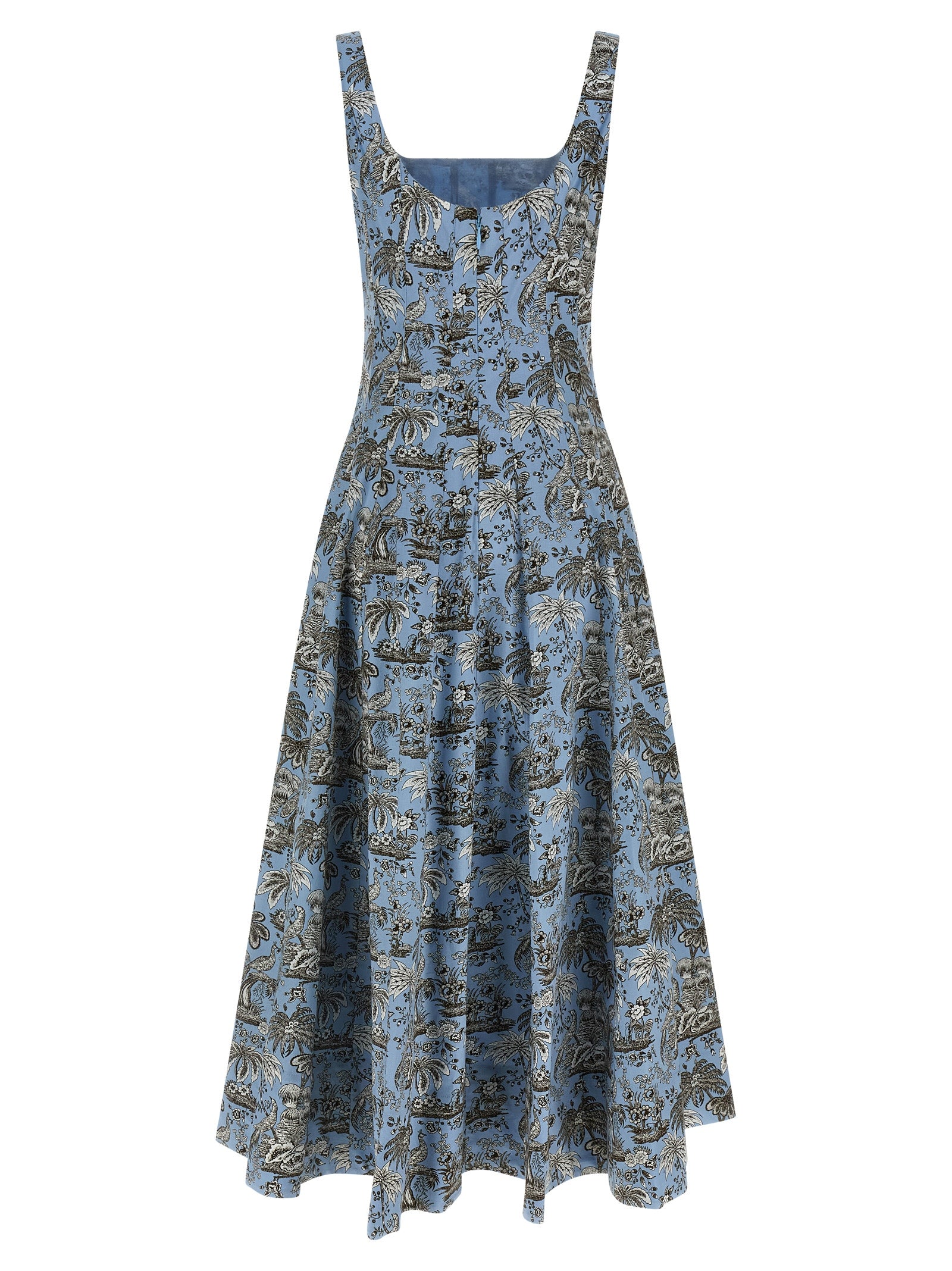 Staud Blue Cotton Midi Dress