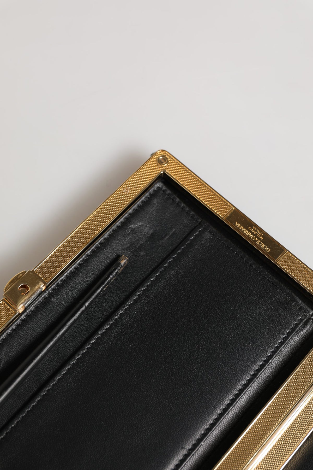 Dolce & Gabbana Black Velvet Gold Frame Clutch - Timeless Elegance