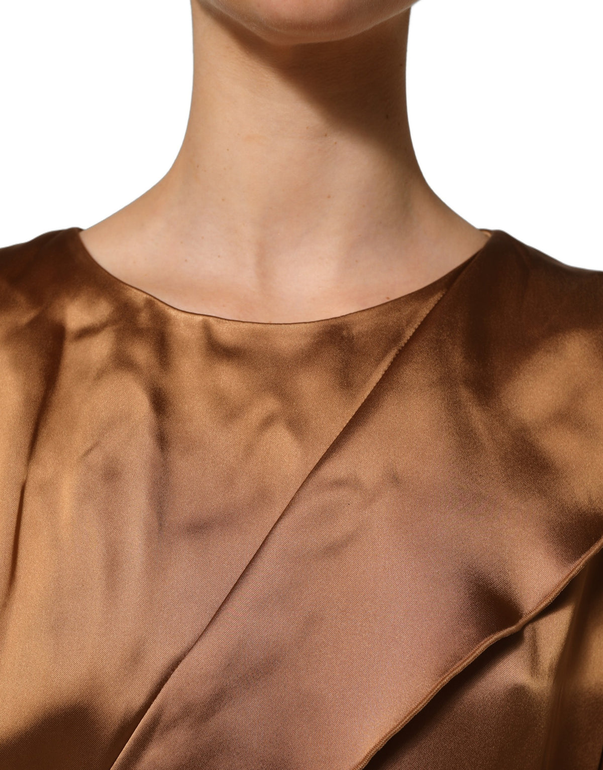 Emporio Armani Luxe Brown Satin Wrap Sheath Mini Dress